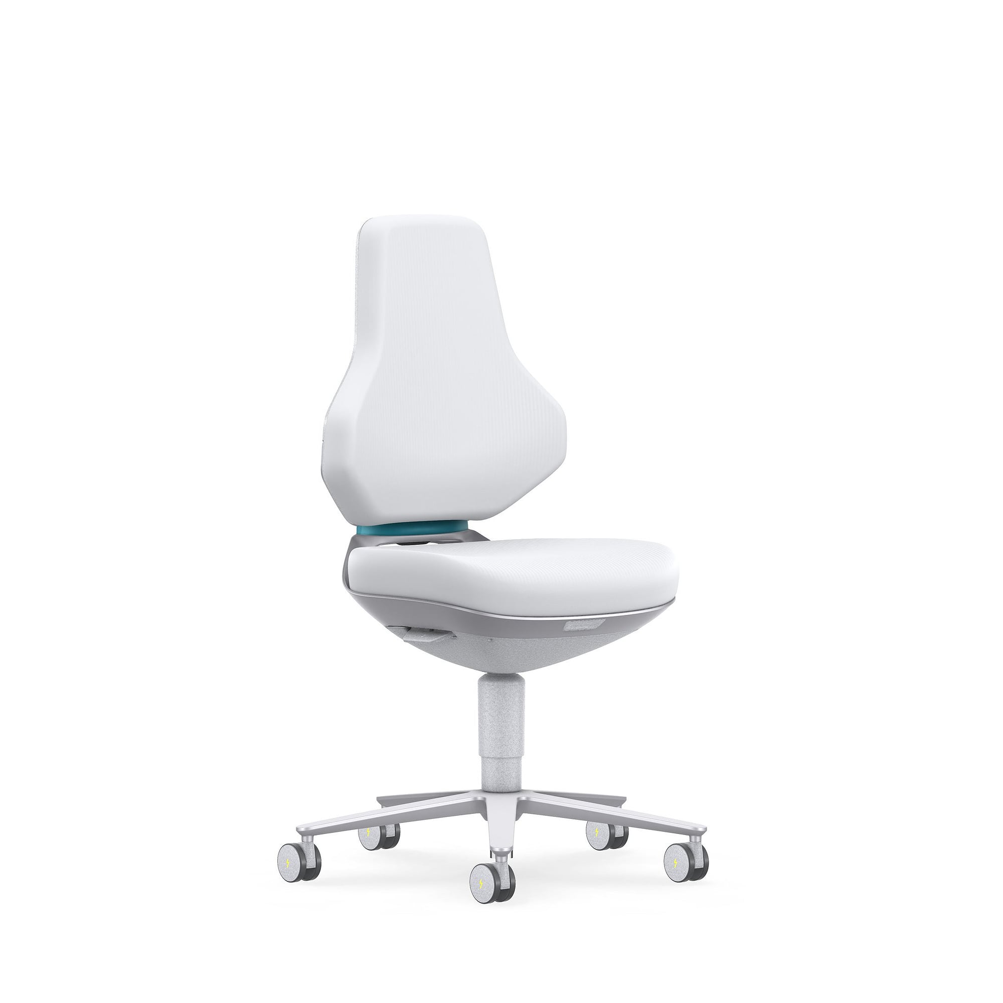 Siège pivotant ESD salle blanche TEXON 2 à roulettes, ISO classe 3, Skintec blanc cassé - Bimos 9173R-4007