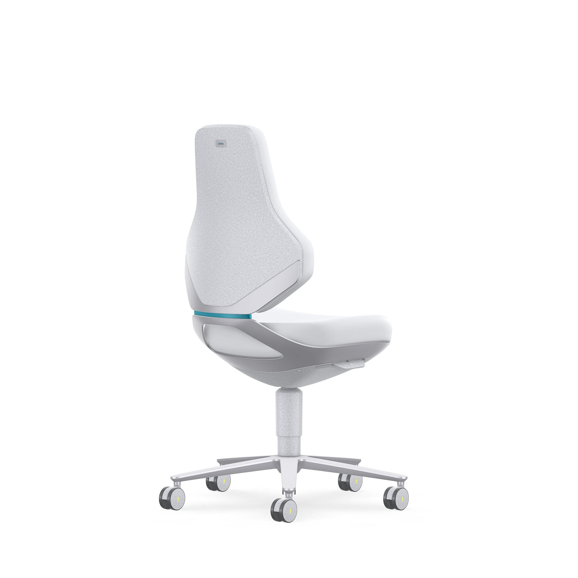 Siège pivotant ESD salle blanche TEXON 2 à roulettes, ISO classe 3, Skintec blanc cassé - Bimos 9173R-4007