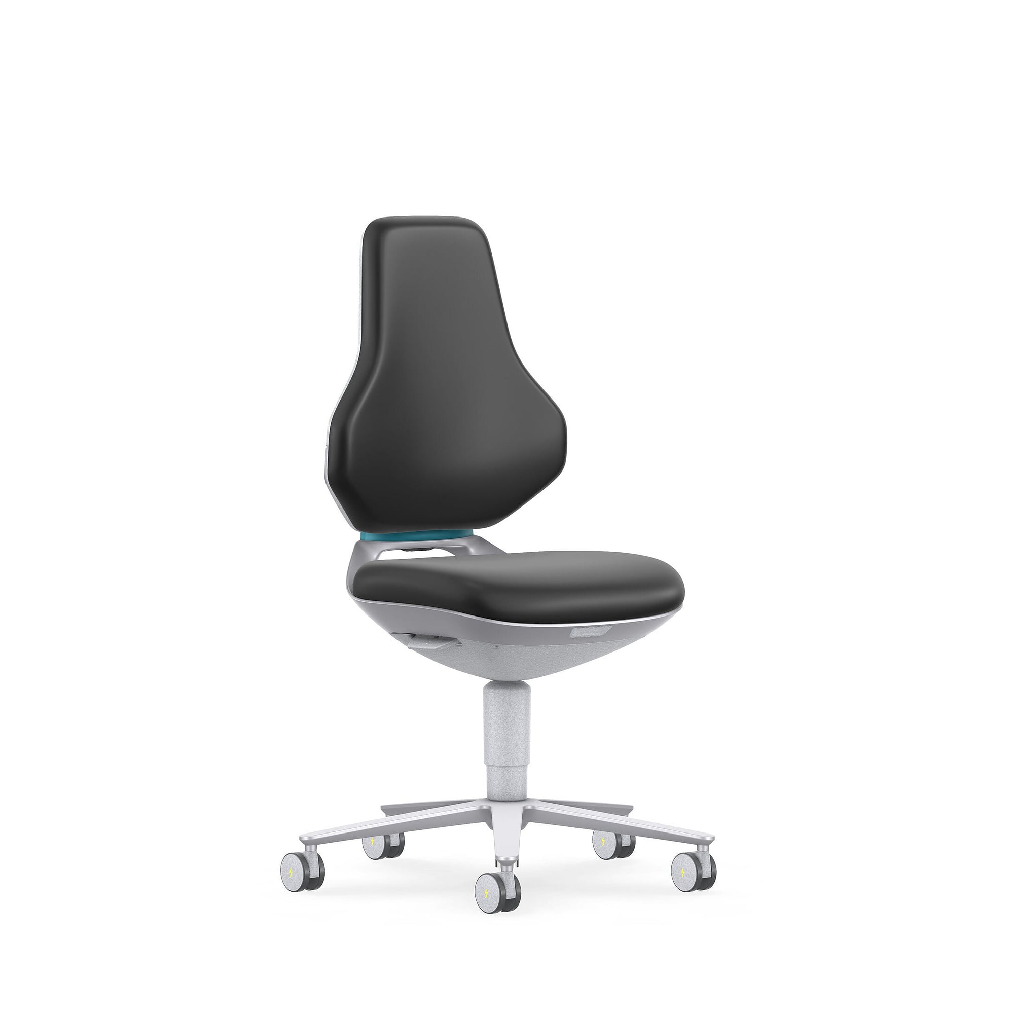 Reinraum-ESD-Arbeitsdrehstuhl TEXON 2 mit Rollen, ISO-Klasse 3, Kunstleder Magic schwarz - Bimos 9173R-MG01