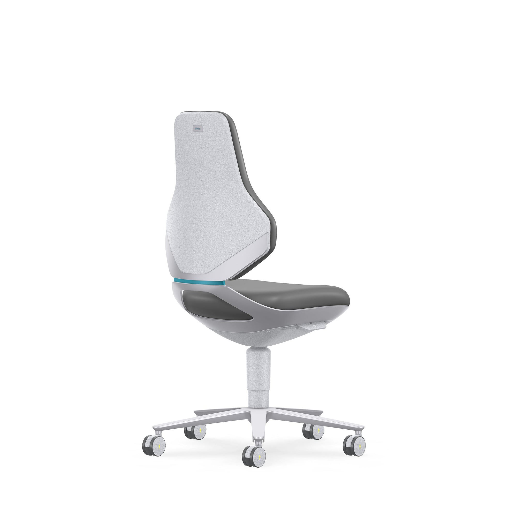 Reinraum-ESD-Arbeitsdrehstuhl TEXON 2 mit Rollen, ISO-Klasse 3, Kunstleder Magic grau - Bimos 9173R-MG11