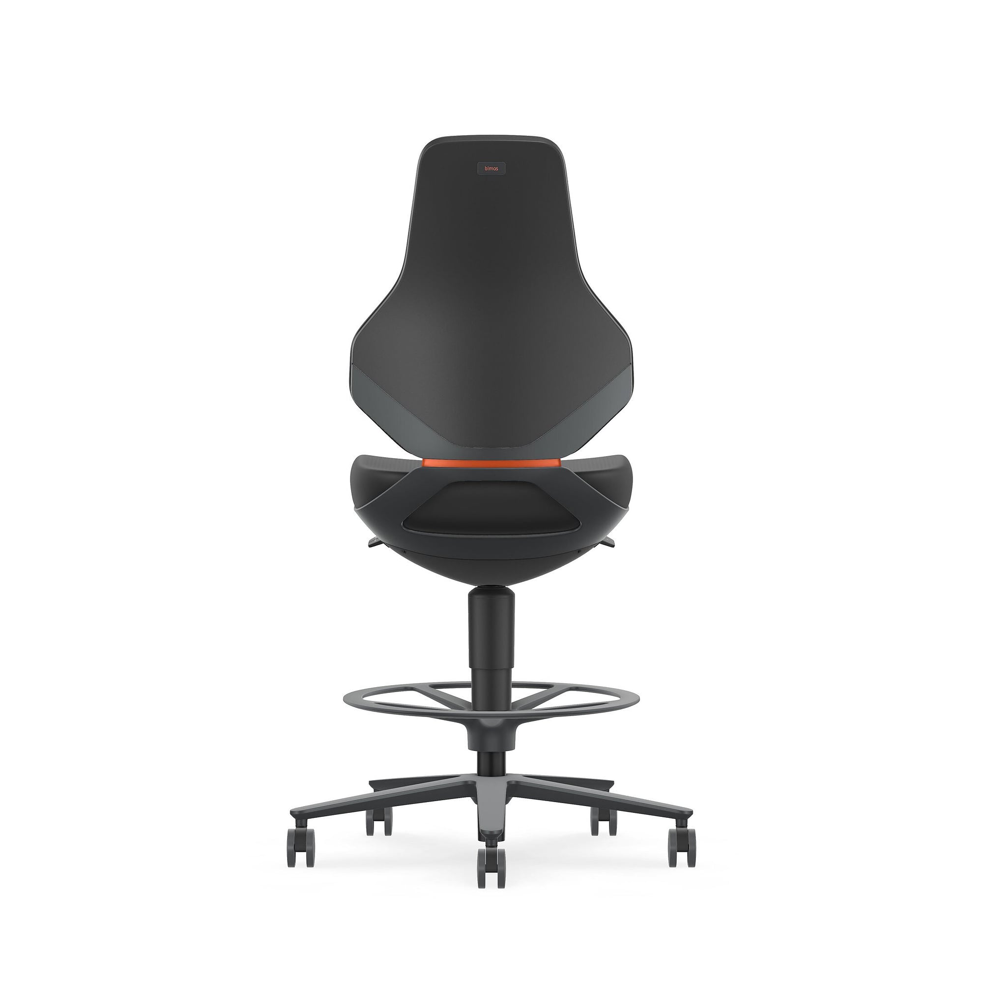 Siège pivotant TEXON 4 à roulettes freinées et repose-pieds, 570-810 mm, Skintec noir - Bimos 9175-4000