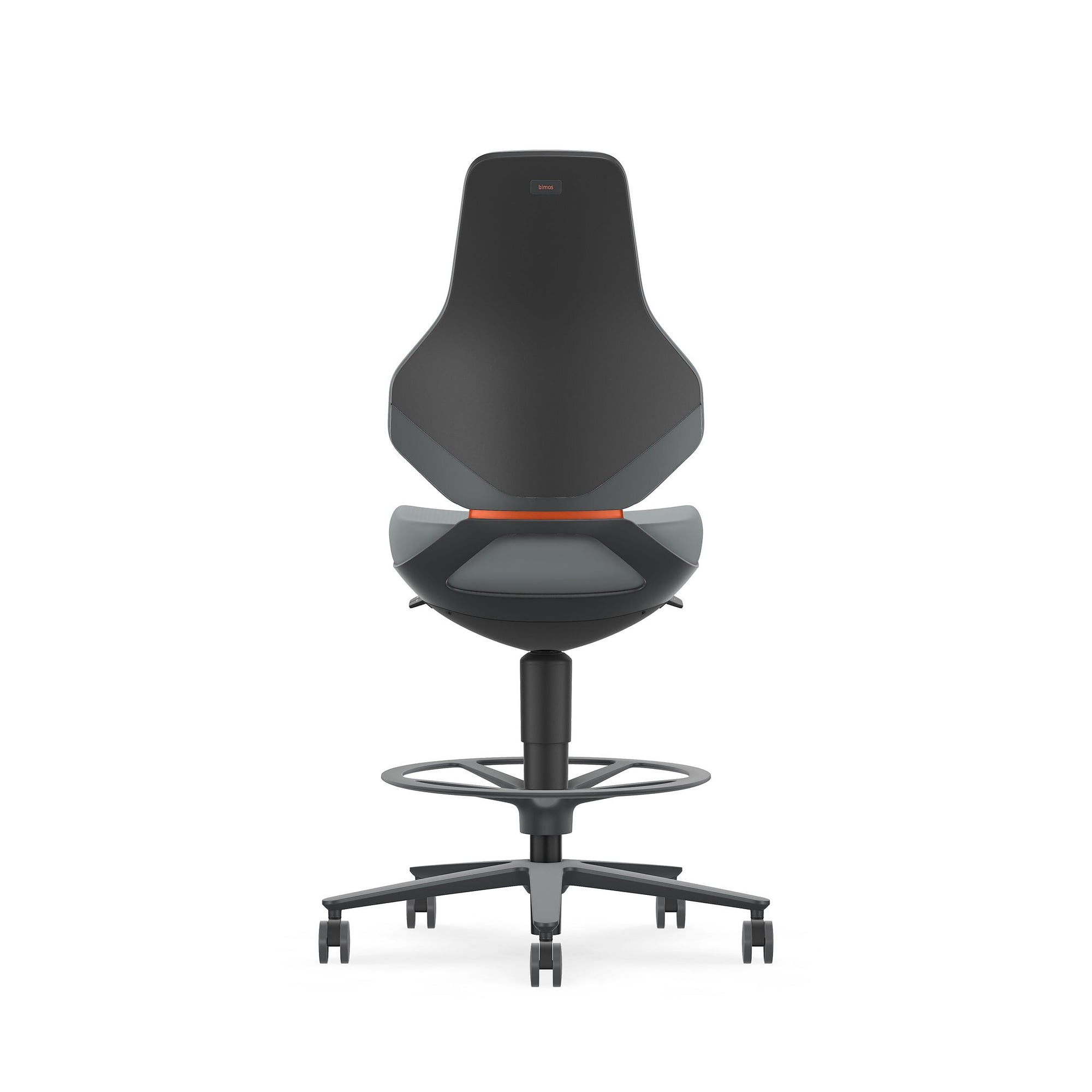 Arbeitsdrehstuhl TEXON 4 mit Sitz-Stopp-Rollen und Fußring, 570-810 mm, Skintec grau - Bimos 9175-4002