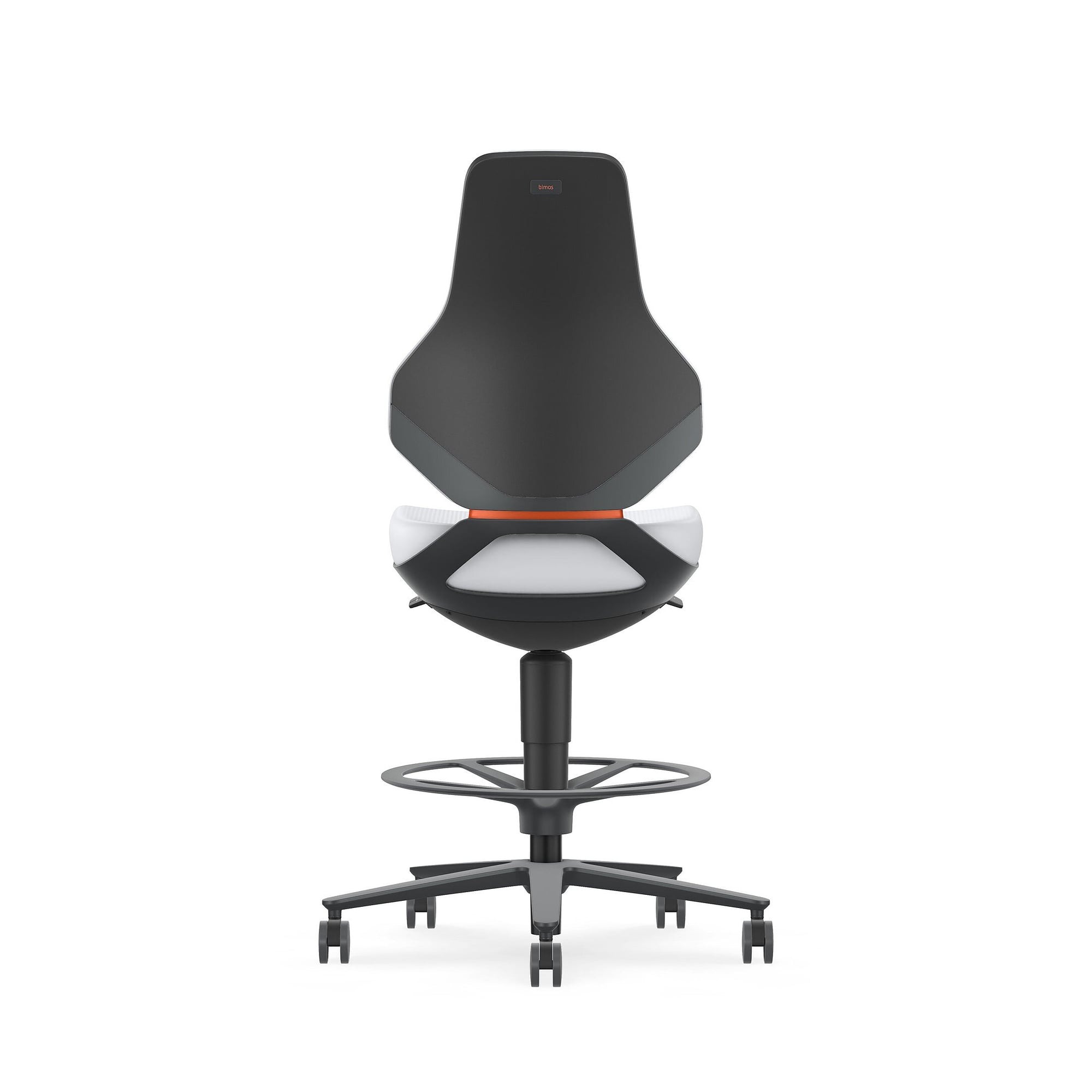 Siège pivotant TEXON 4 à roulettes freinées et repose-pieds, 570-810 mm, Skintec blanc cassé - Bimos 9175-4007
