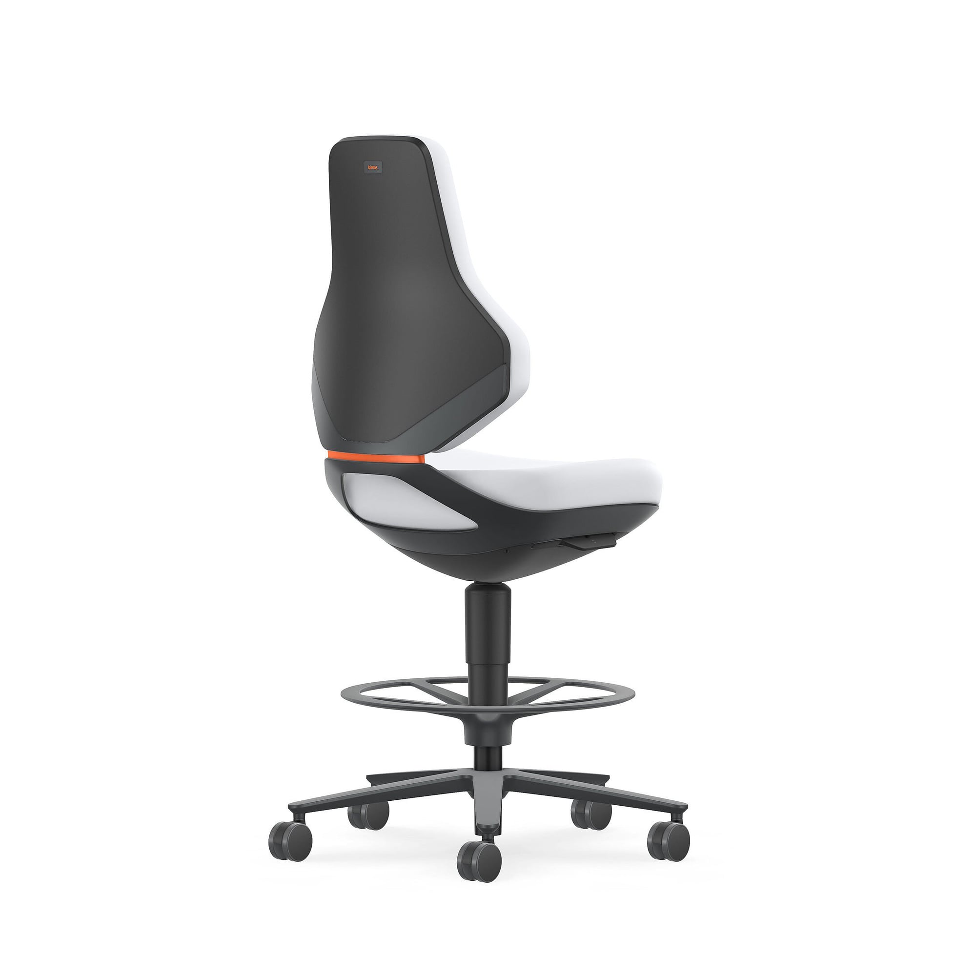 Siège pivotant TEXON 4 à roulettes freinées et repose-pieds, 570-810 mm, Skintec blanc cassé - Bimos 9175-4007