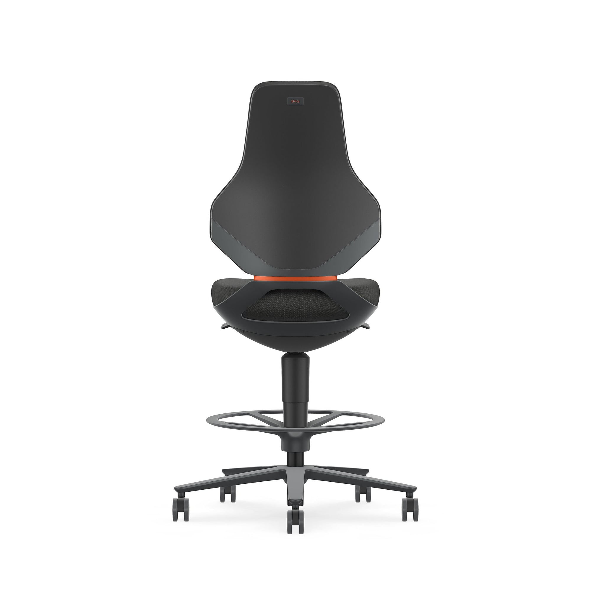 Task swivel chair TEXON 4 with seat-stop castors and foot ring, 570-810 mm, Duotec fabric black - Bimos 9175-6801