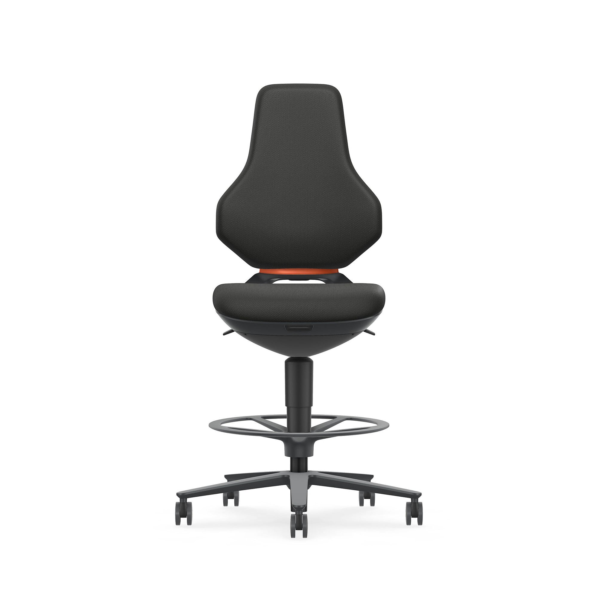 Task swivel chair TEXON 4 with seat-stop castors and foot ring, 570-810 mm, Duotec fabric black - Bimos 9175-6801
