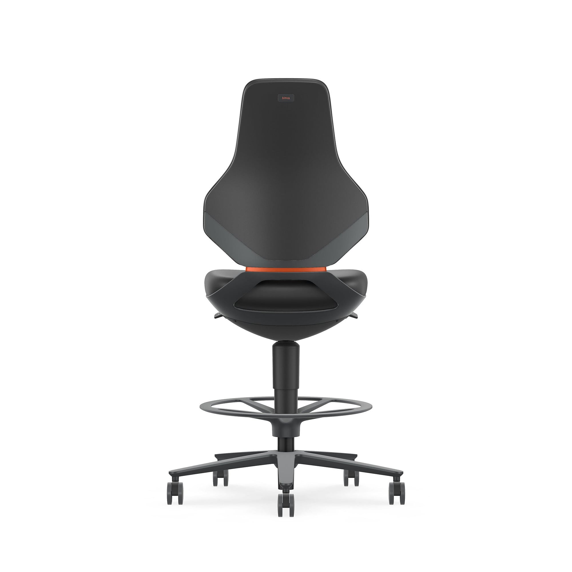 Task swivel chair TEXON 4 with seat-stop castors and foot ring, 570-810 mm, Magic faux leather black - Bimos 9175-MG01