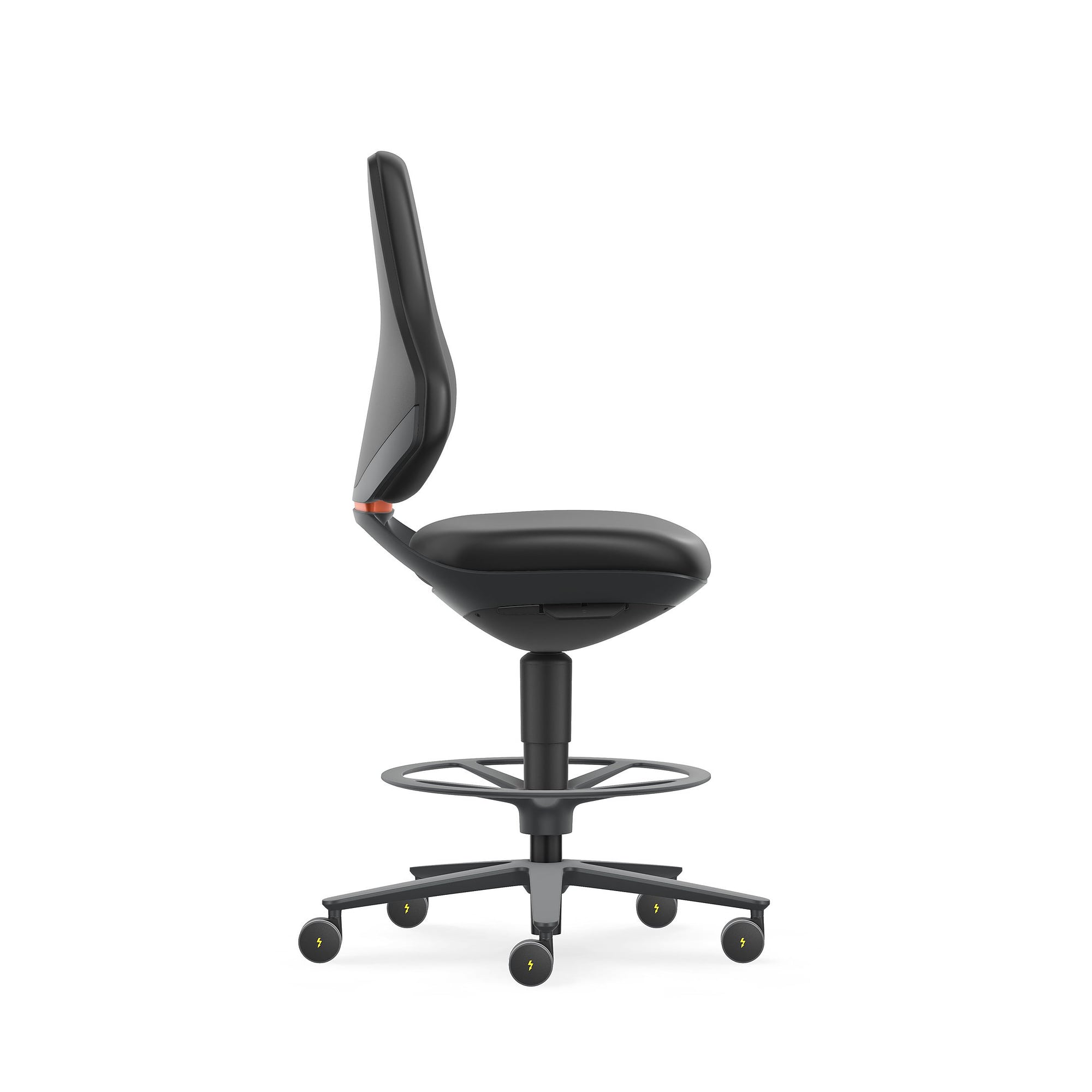 Task swivel chair TEXON 4 with seat-stop castors and foot ring, 570-810 mm, Magic faux leather black - Bimos 9175-MG01