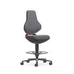 Siège de travail pivotant TEXON 4 avec roulettes d'arrêt et repose-pieds, Supertec gris - Bimos 9175-SP11