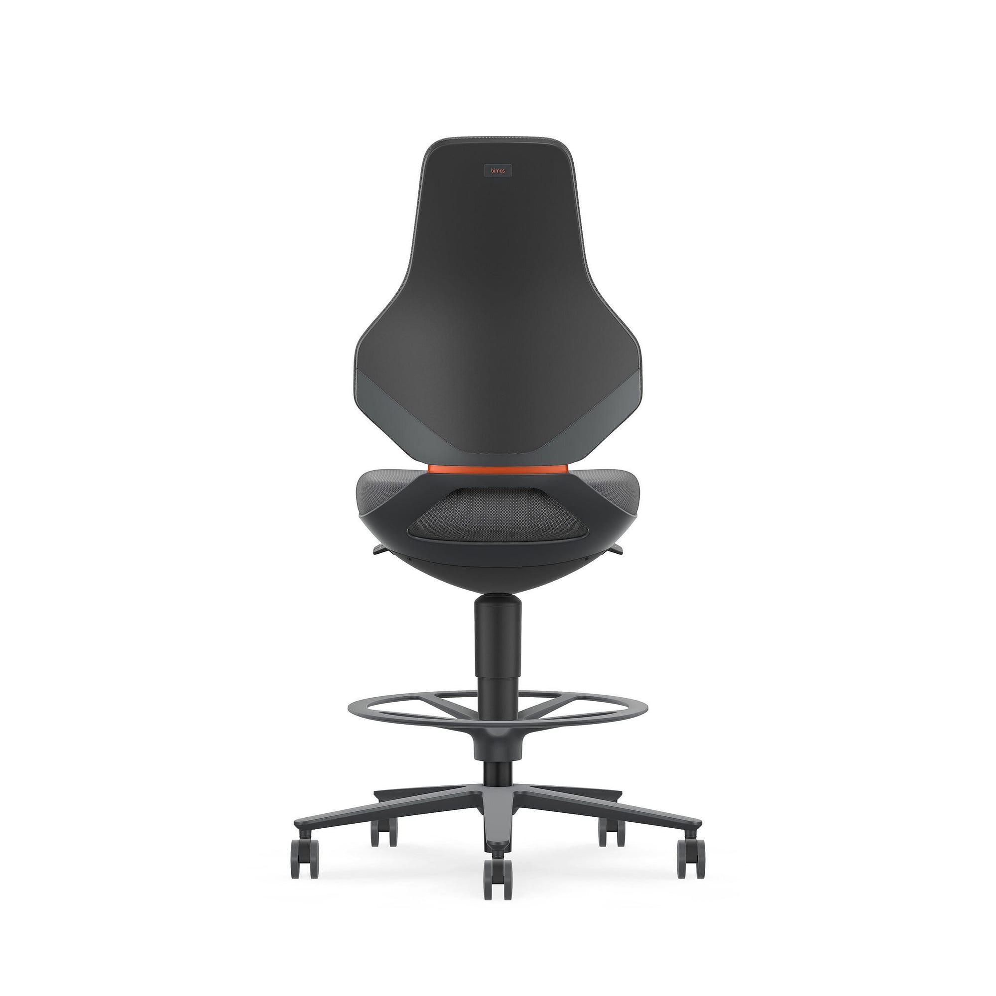 Siège de travail pivotant TEXON 4 avec roulettes d'arrêt et repose-pieds, Supertec gris - Bimos 9175-SP11
