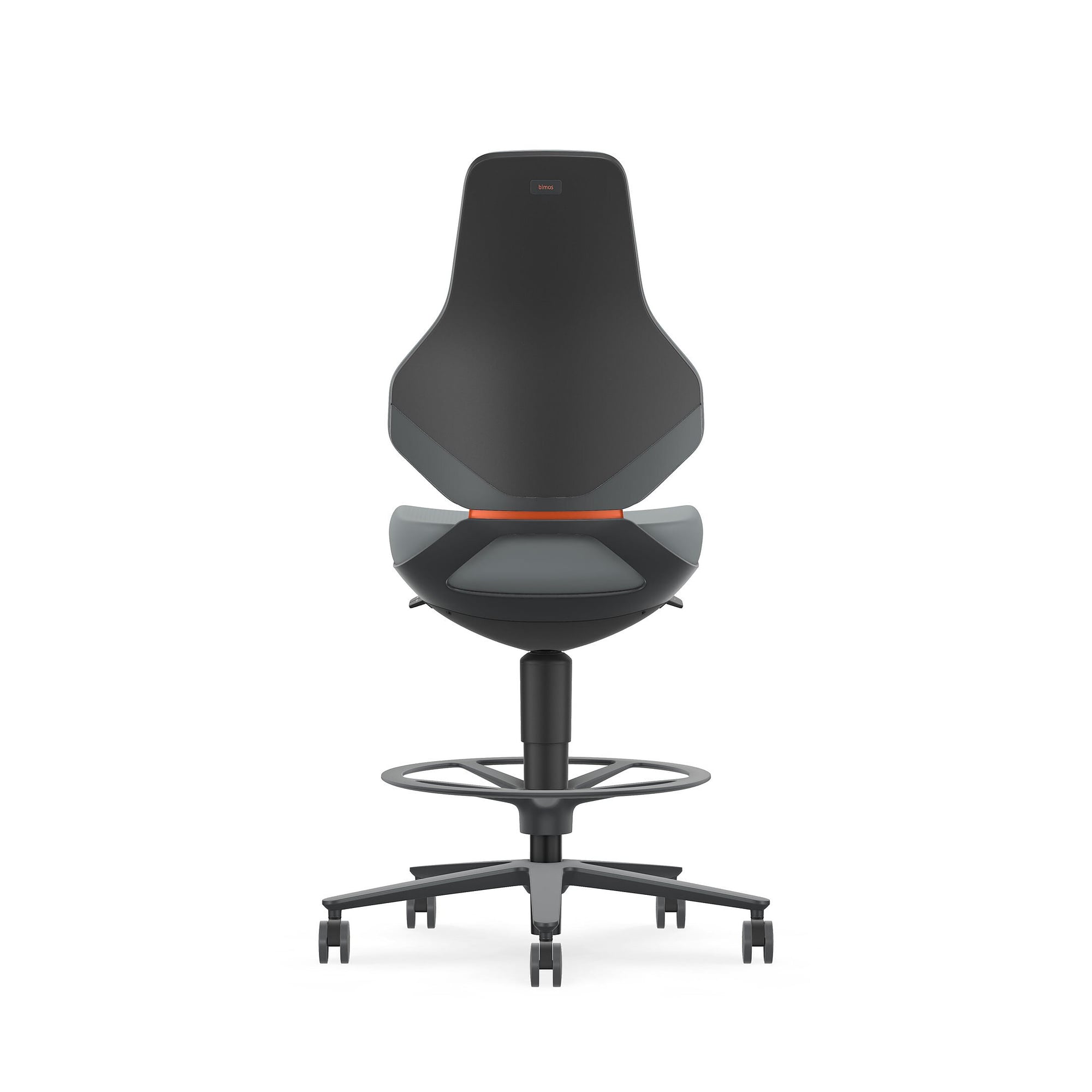 ESD-Arbeitsdrehstuhl TEXON 4 mit Sitz-Stopp-Rollen und Fußring, Skintec grau, Sitzhöhe 570-810 mm - Bimos 9175E-4002