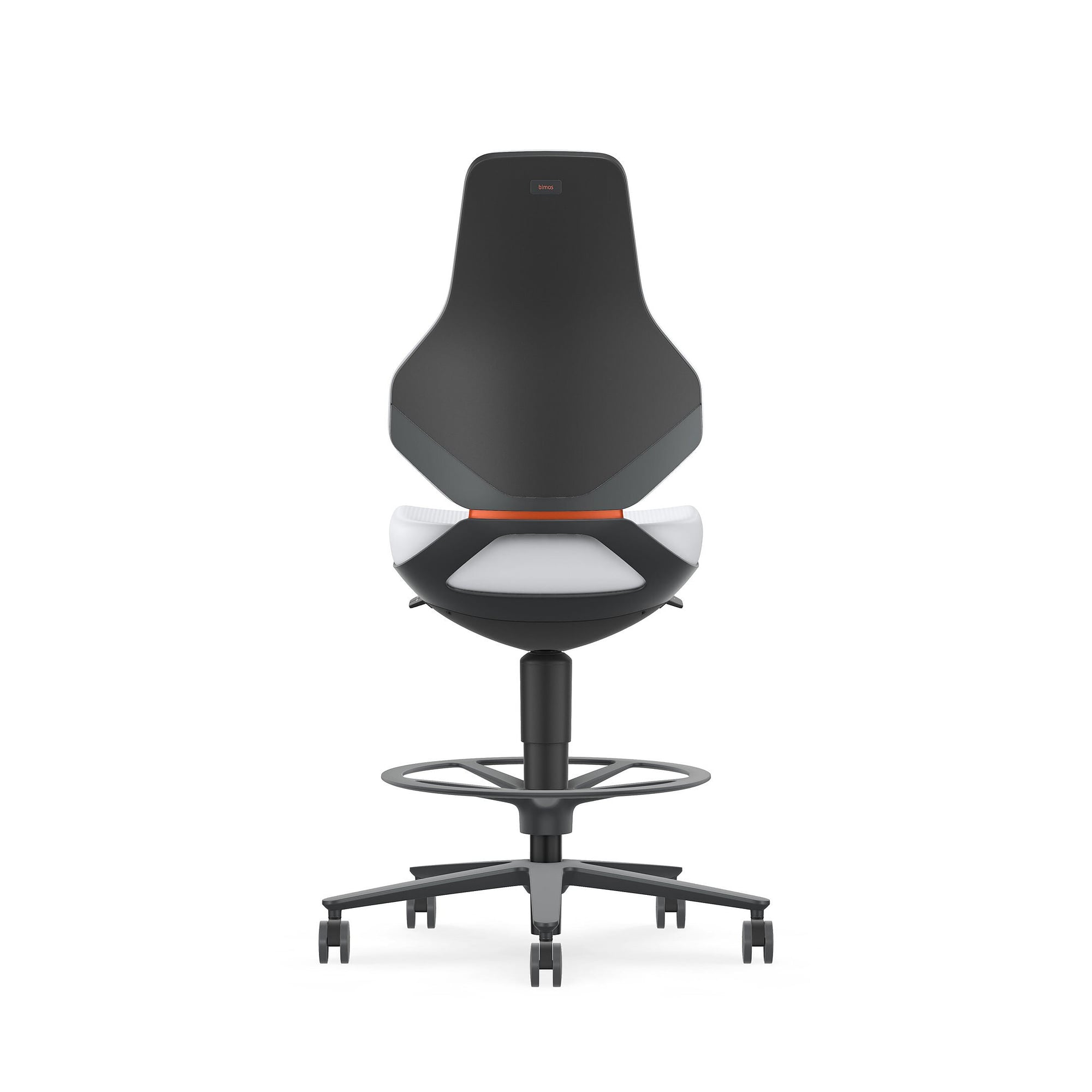 ESD-Arbeitsdrehstuhl TEXON 4 mit Sitz-Stopp-Rollen und Fußring, Skintec offwhite, Sitzhöhe 570-810 mm - Bimos 9175E-4007