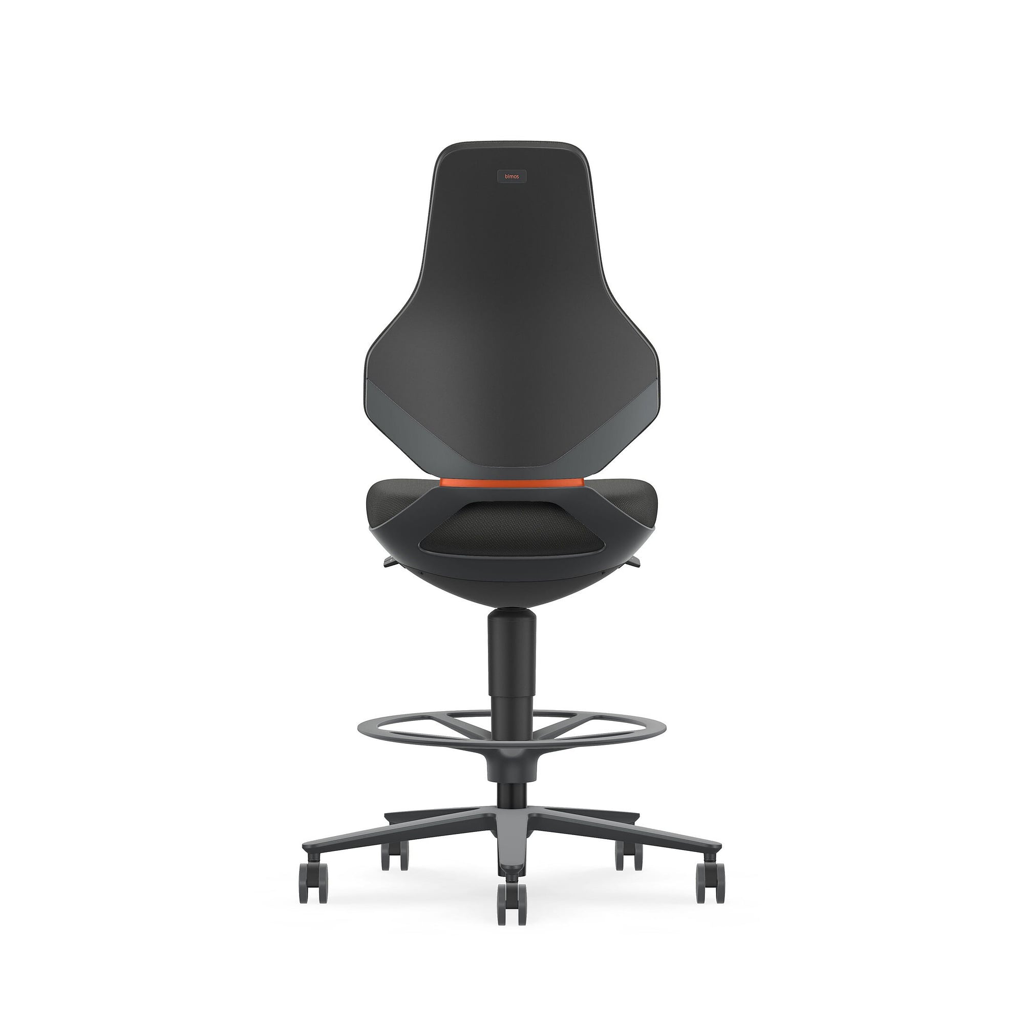 ESD-Arbeitsdrehstuhl TEXON 4 mit Sitz-Stopp-Rollen und Fußring, Stoff Duotec schwarz - Bimos 9175E-9801