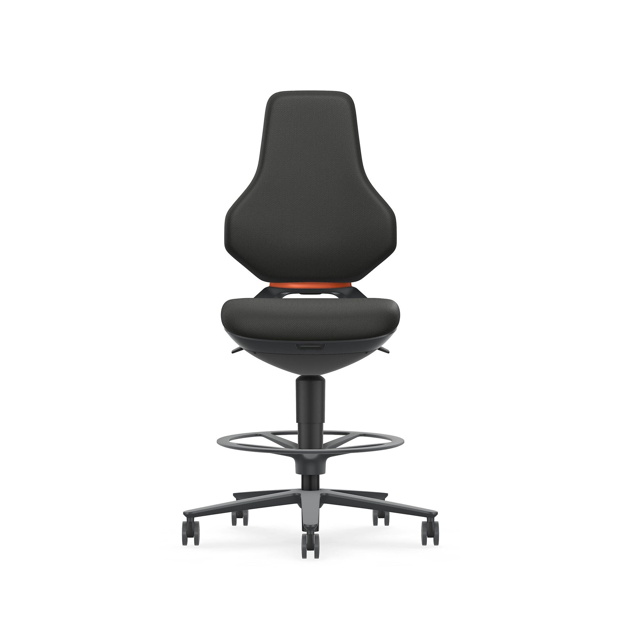 ESD-Arbeitsdrehstuhl TEXON 4 mit Sitz-Stopp-Rollen und Fußring, Stoff Duotec schwarz - Bimos 9175E-9801