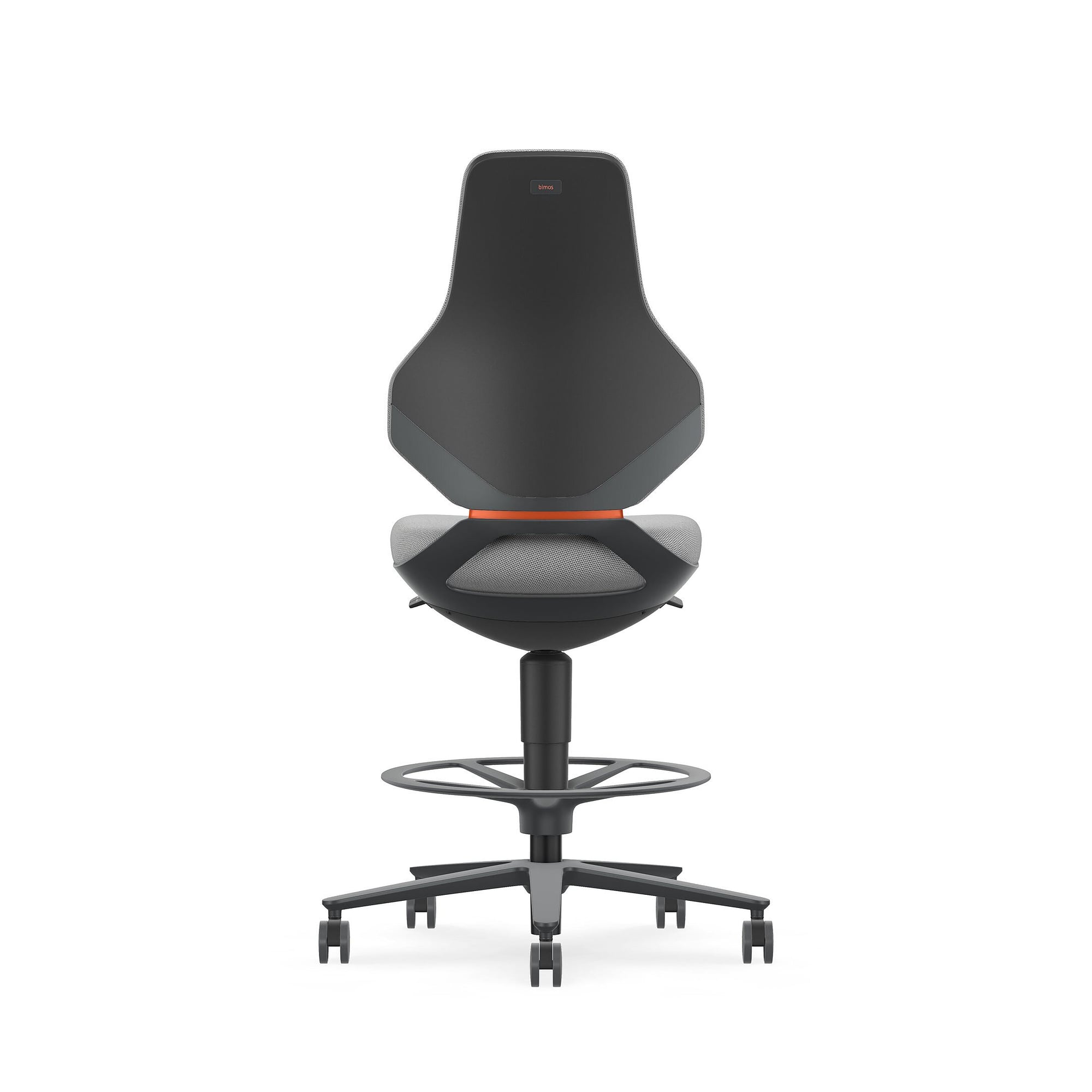 ESD-Arbeitsdrehstuhl TEXON 4 mit Sitz-Stopp-Rollen und Fußring, Stoff Duotec grau - Bimos 9175E-9811