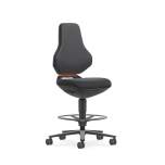 Siège de travail pivotant ESD TEXON 4 avec roulettes d'arrêt et repose-pieds, Supertec noir - Bimos 9175E-CP01