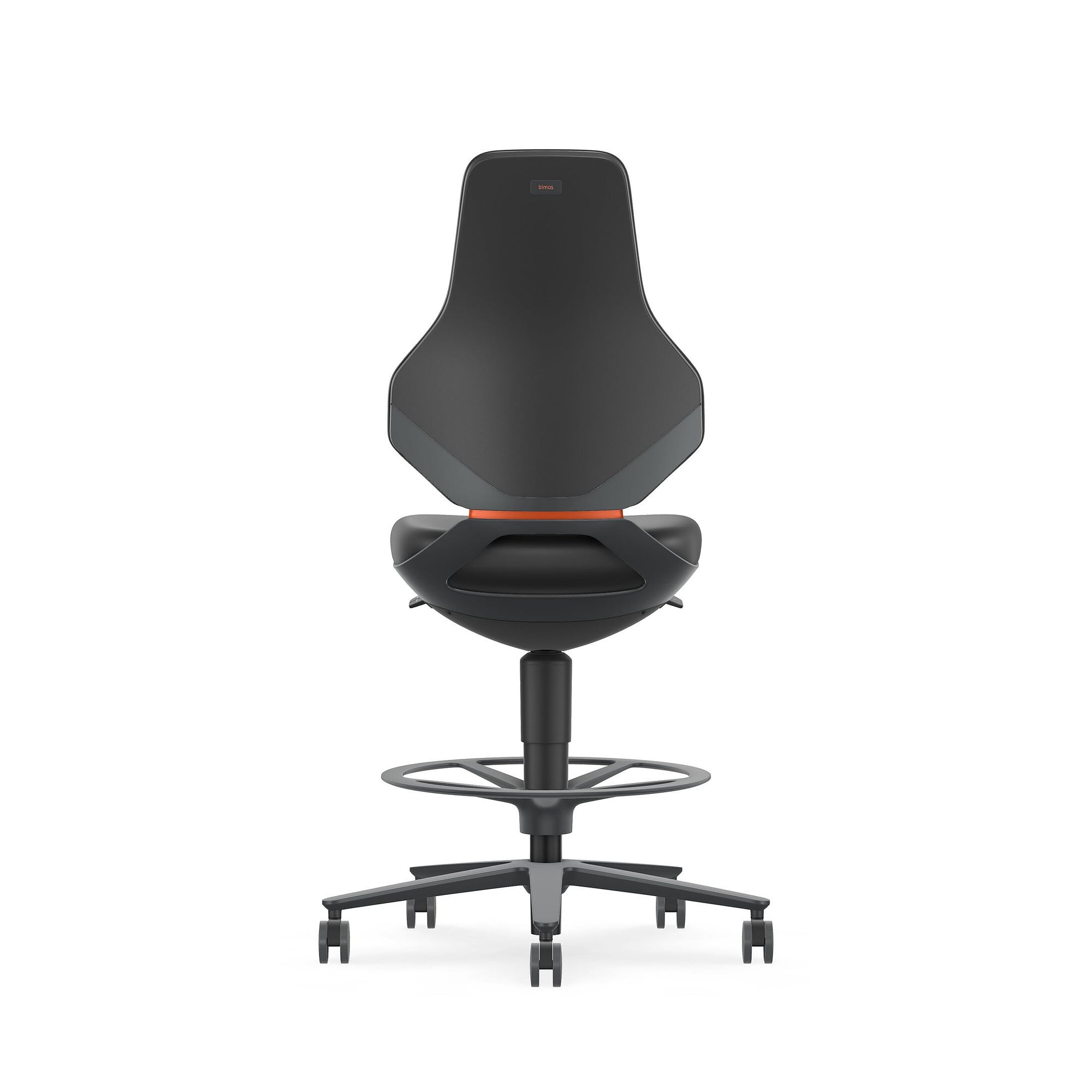 ESD swivel work chair TEXON 4 with seat-stop castors and foot ring, Magic imitation leather black - Bimos 9175E-MG01