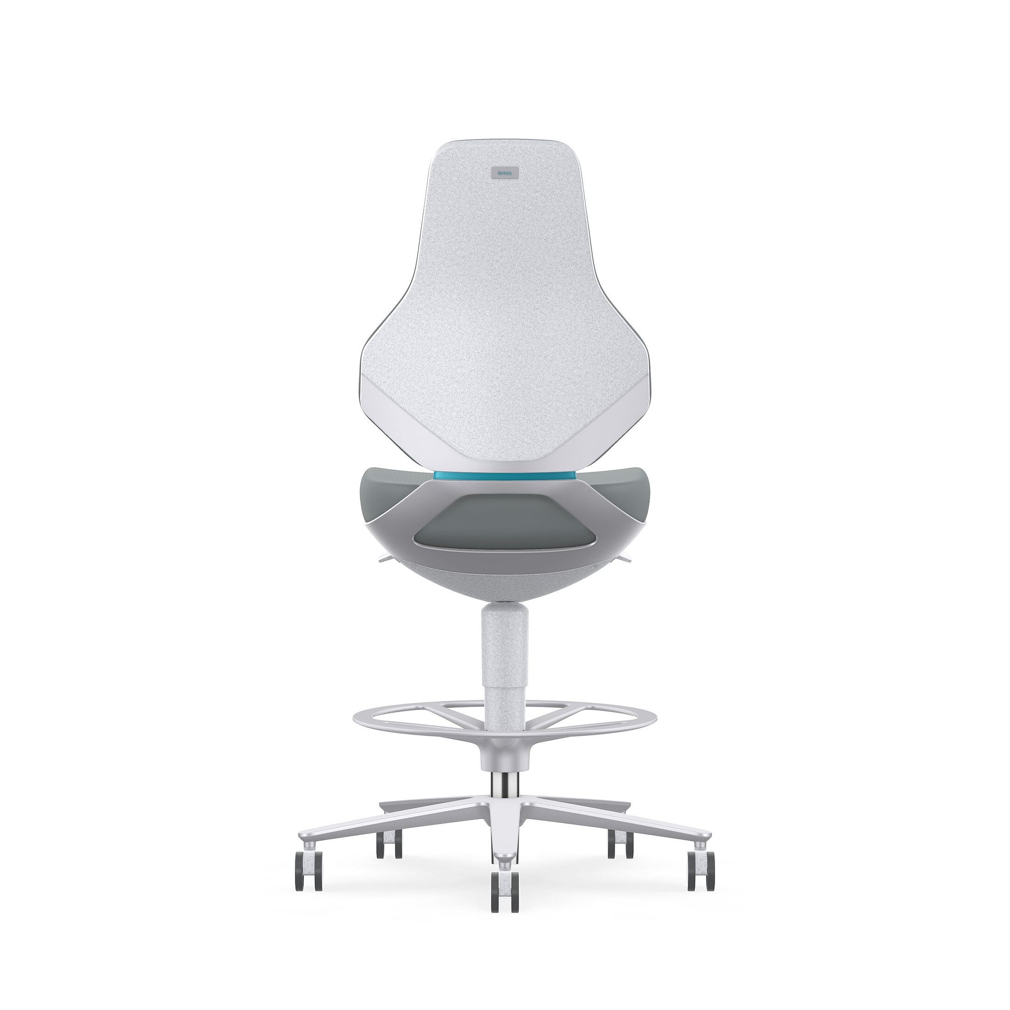 Reinraum-ESD-Arbeitsdrehstuhl TEXON 4 mit Sitz-Stopp-Rollen und Fußring, Skintec grau - Bimos 9175R-4002