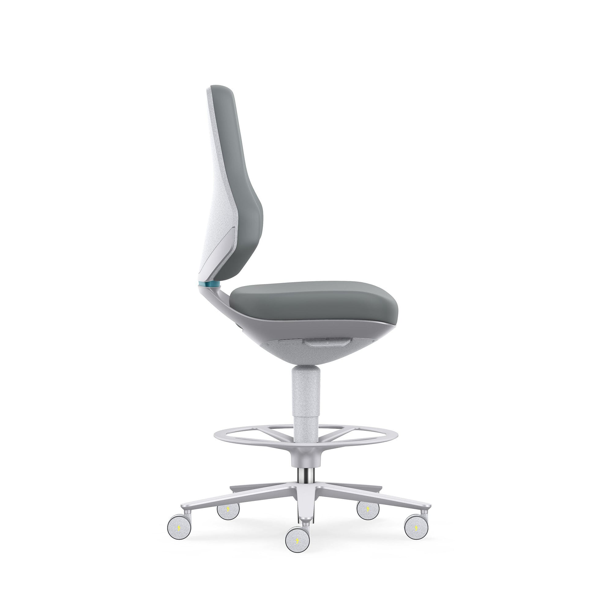 Reinraum-ESD-Arbeitsdrehstuhl TEXON 4 mit Sitz-Stopp-Rollen und Fußring, Skintec grau - Bimos 9175R-4002