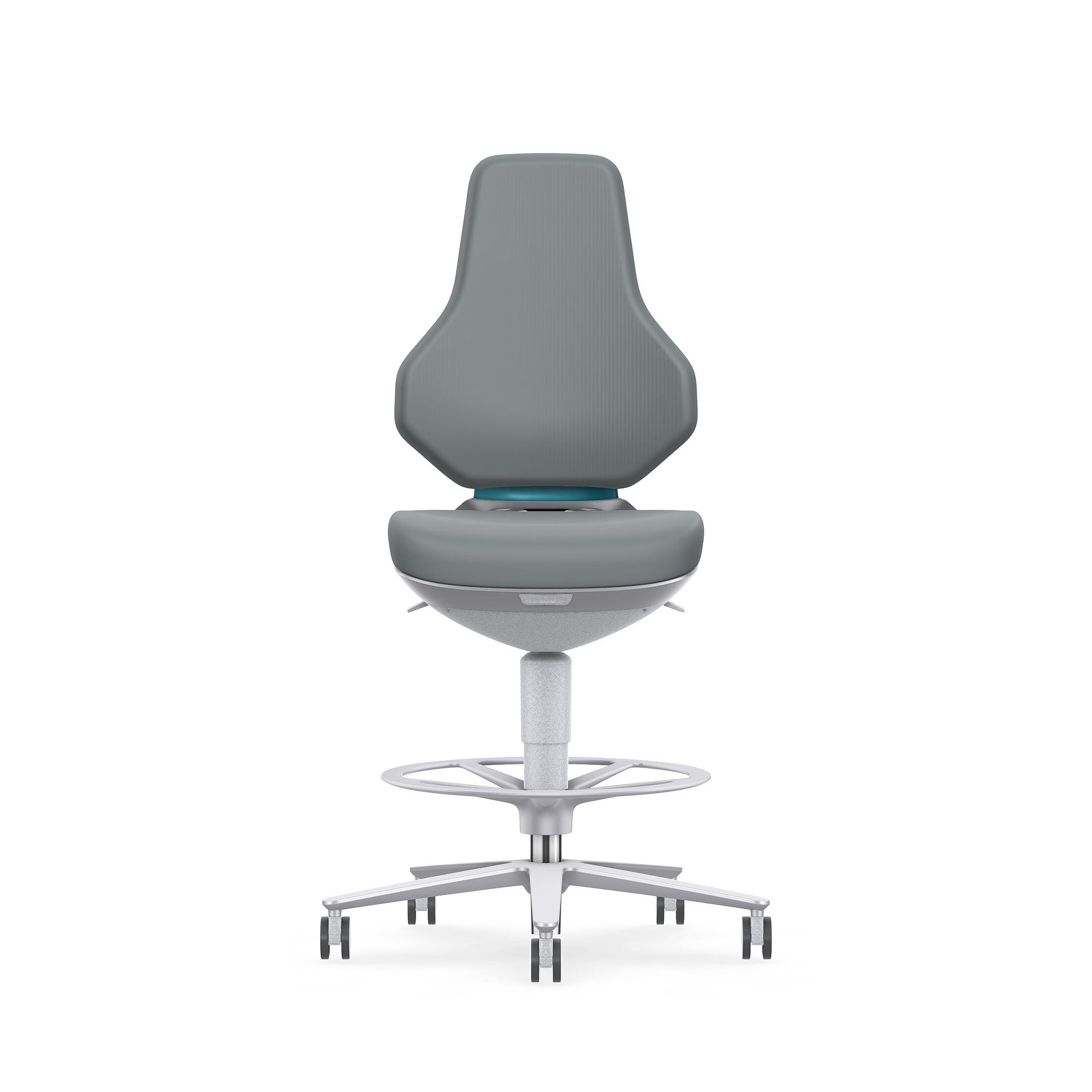 Reinraum-ESD-Arbeitsdrehstuhl TEXON 4 mit Sitz-Stopp-Rollen und Fußring, Skintec grau - Bimos 9175R-4002