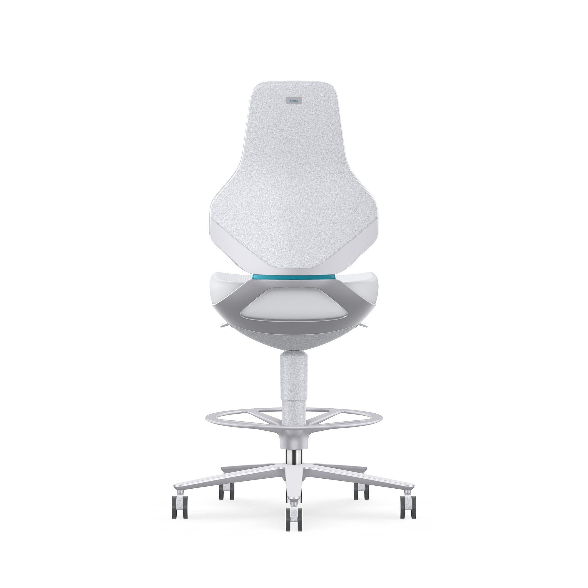Siège pivotant ESD salle blanche TEXON 4, roulettes freinées et repose-pieds, Skintec blanc - Bimos 9175R-4007