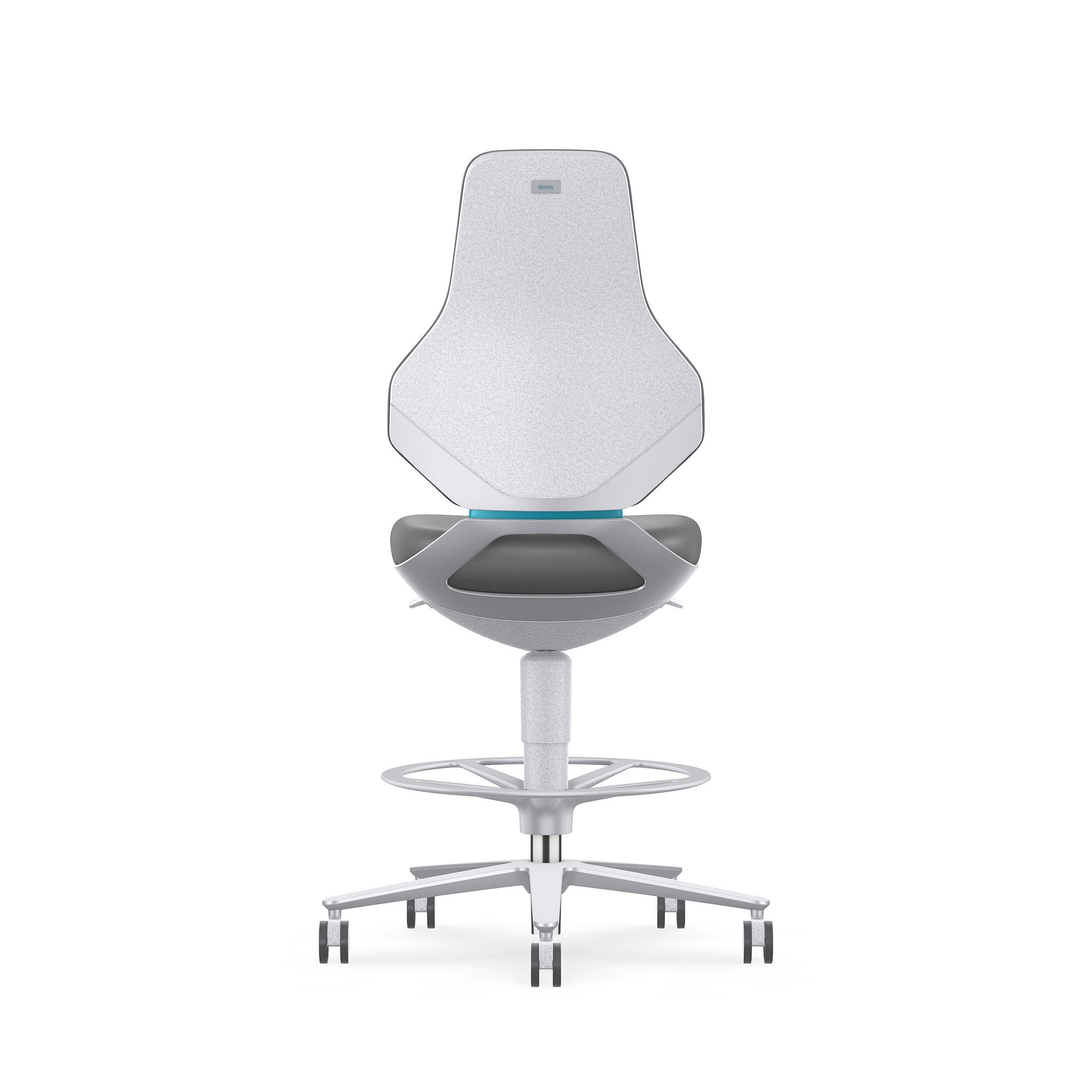 Reinraum-ESD-Arbeitsdrehstuhl TEXON 4 mit Sitz-Stopp-Rollen und Fußring, Kunstleder Magic grau - Bimos 9175R-MG11