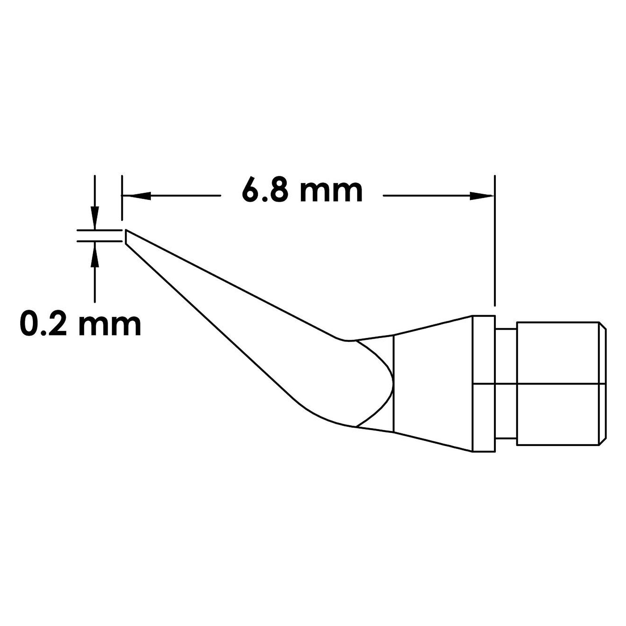 MicroFine tweezer soldering tips conical bent 0.2 x 6.8 mm, 413 °C, pair - Oki MFT-7CNB6802