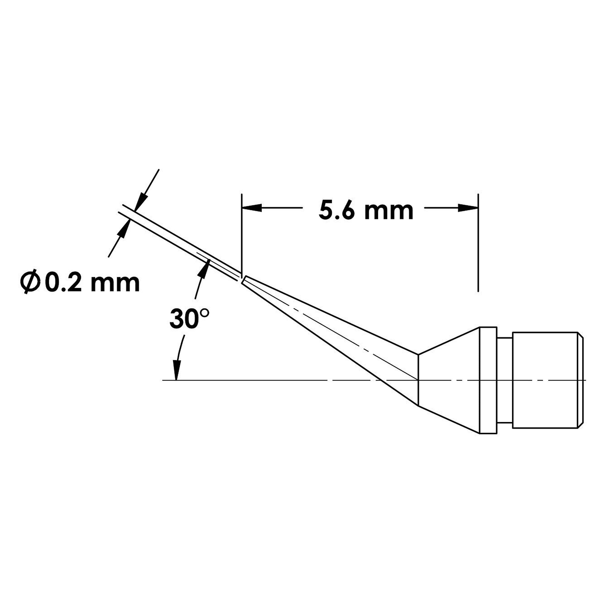 MicroFine soldering tip conical bent 0.2 x 5.6 mm, 413 °C, for Metcal MX and CV - Oki MFTC-7CNB5602
