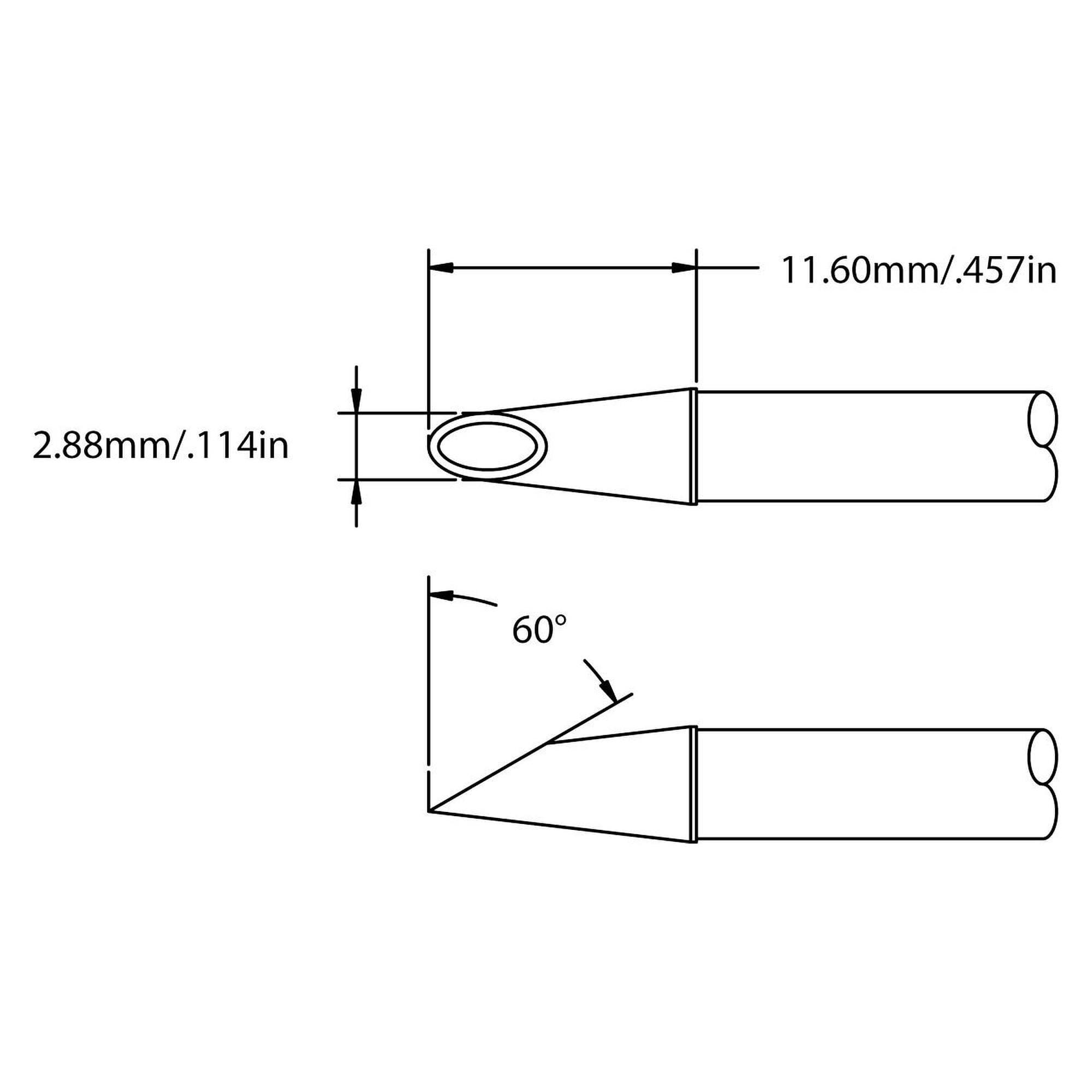 SMTC rework tip, concave hoof 2.88 x 11.6 mm, 600 series, bent - Metcal SMTC-0186