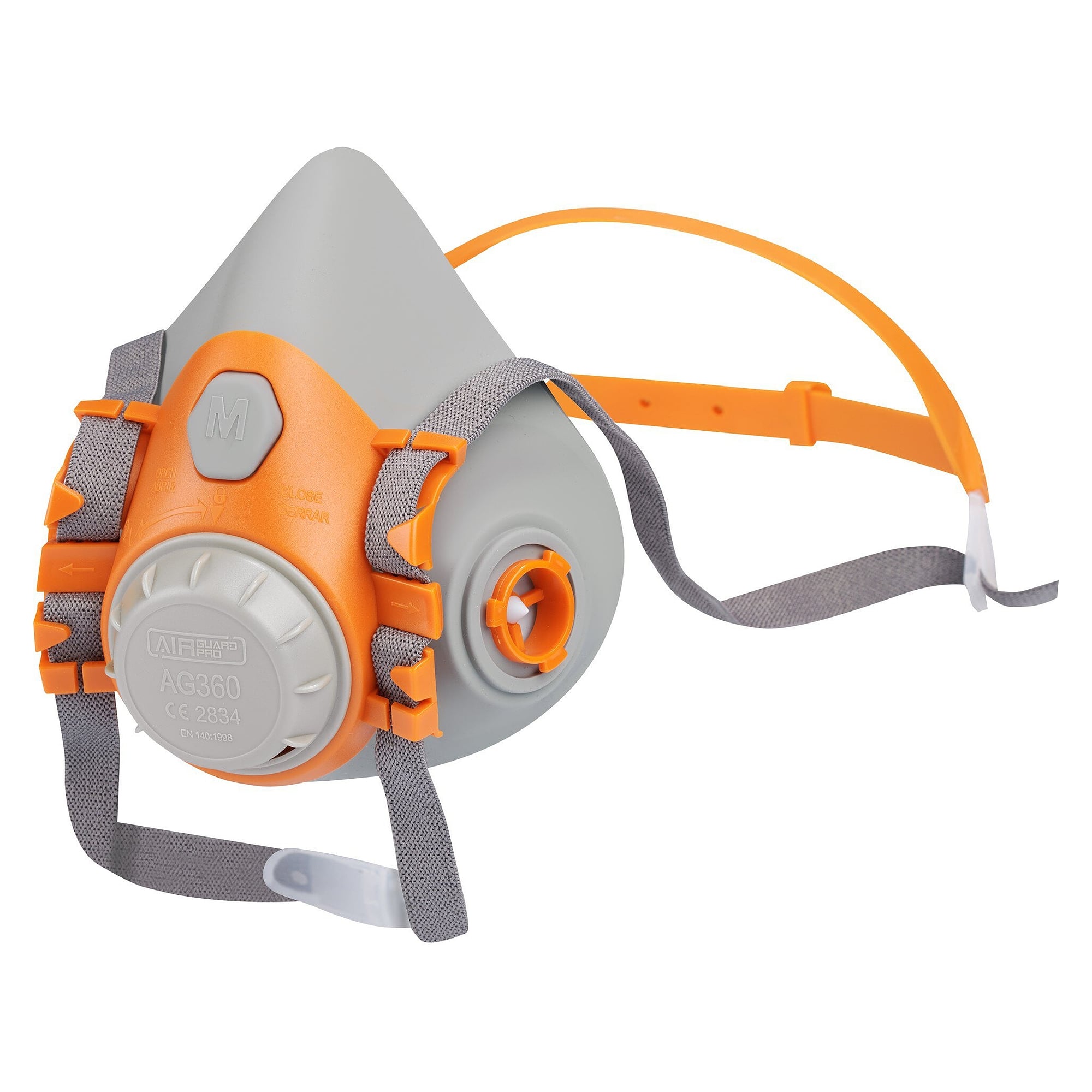Wiederverwendbare Atemschutz-Halbmaske AirGuard Pro 360 mit Bajonettanschluss, EN 140, orange - DS Safety Wear AG360