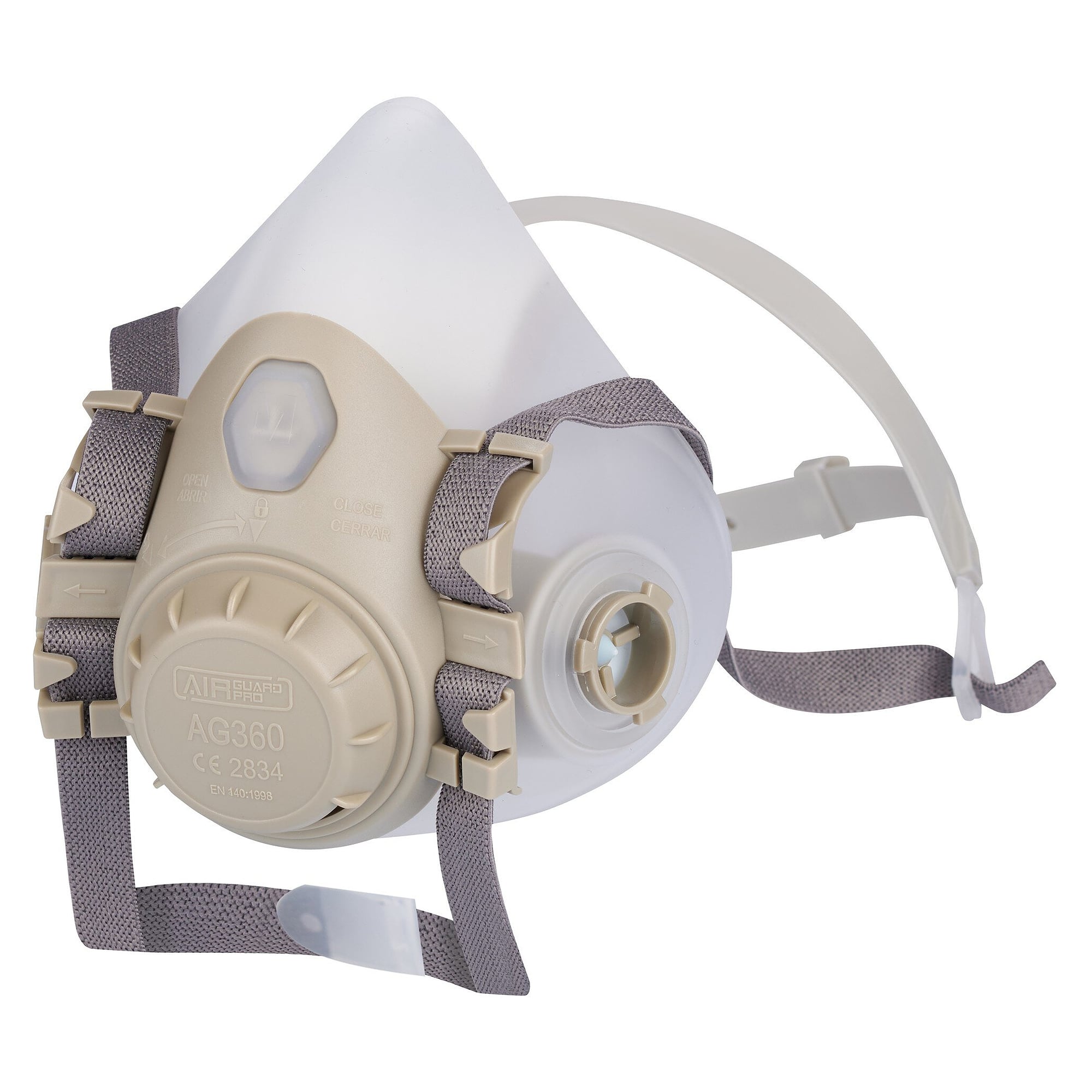 Wiederverwendbare Atemschutz-Halbmaske AirGuard Pro 360 mit Bajonettanschluss, EN 140, weiß - DS Safety Wear AG360W