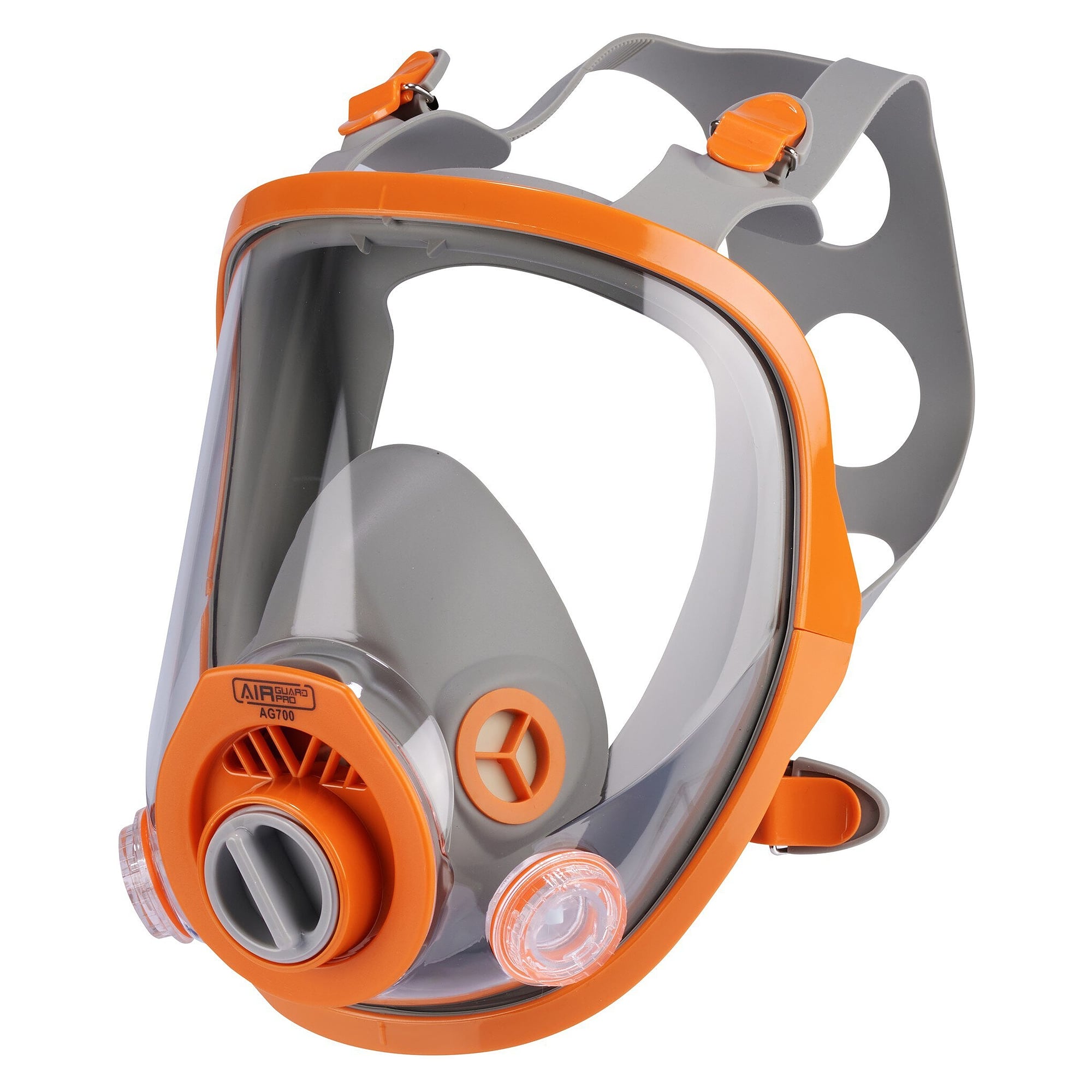 Masque complet de protection respiratoire à vision panoramique, raccord fileté et baïonnette, EN 136, orange - DS Safety Wear AG700