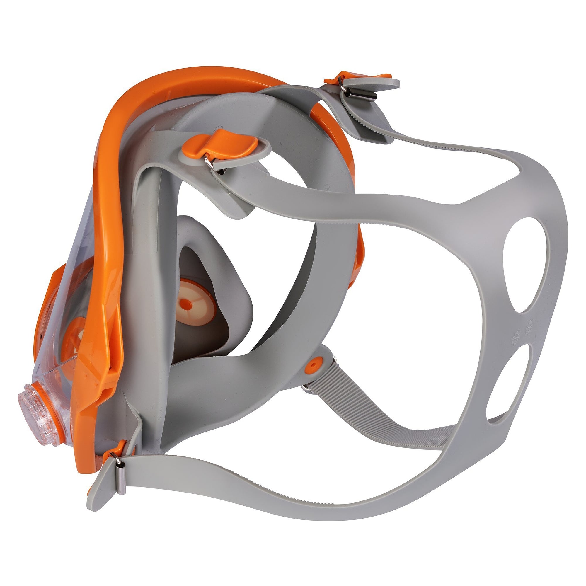 Masque complet de protection respiratoire à vision panoramique, raccord fileté et baïonnette, EN 136, orange - DS Safety Wear AG700