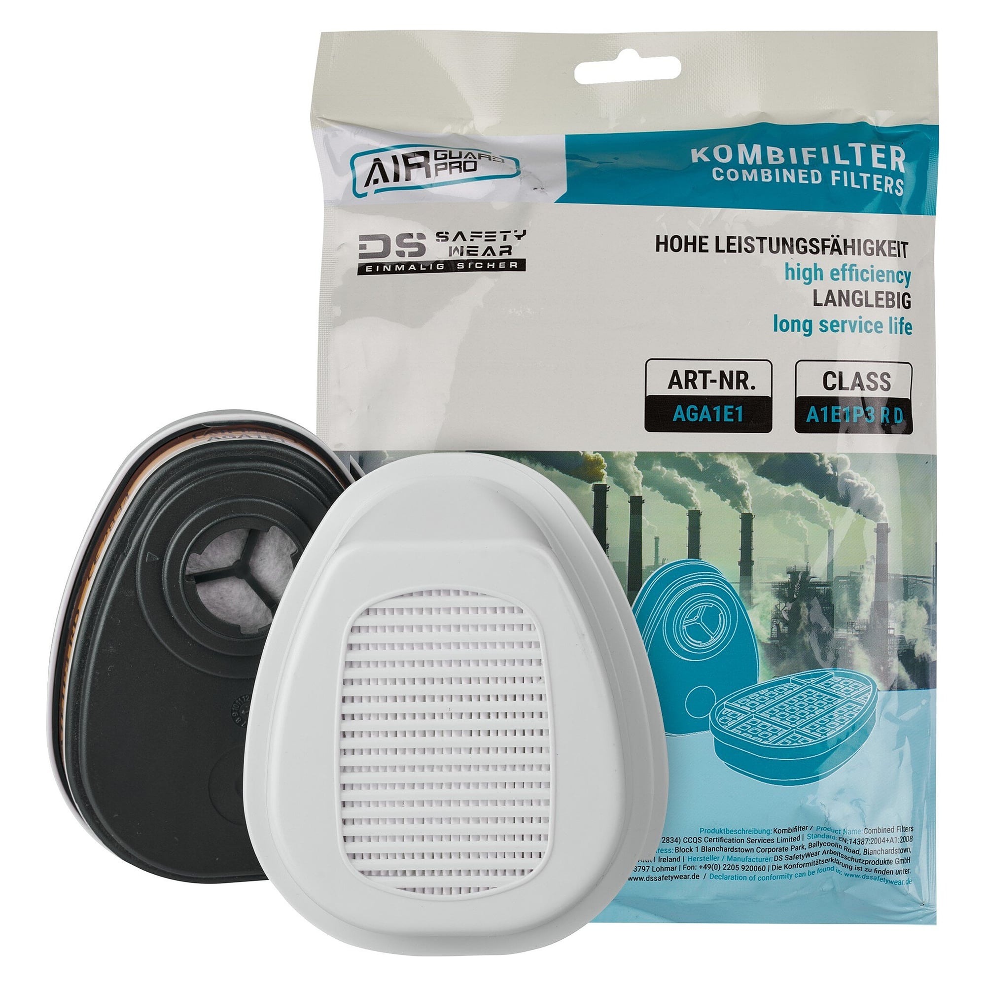 Kombifilter A1E1P3 R D mit Bajonettanschluss für Halbmaske AirGuard Pro 360, 1 Paar - DS Safety Wear AGA1E1