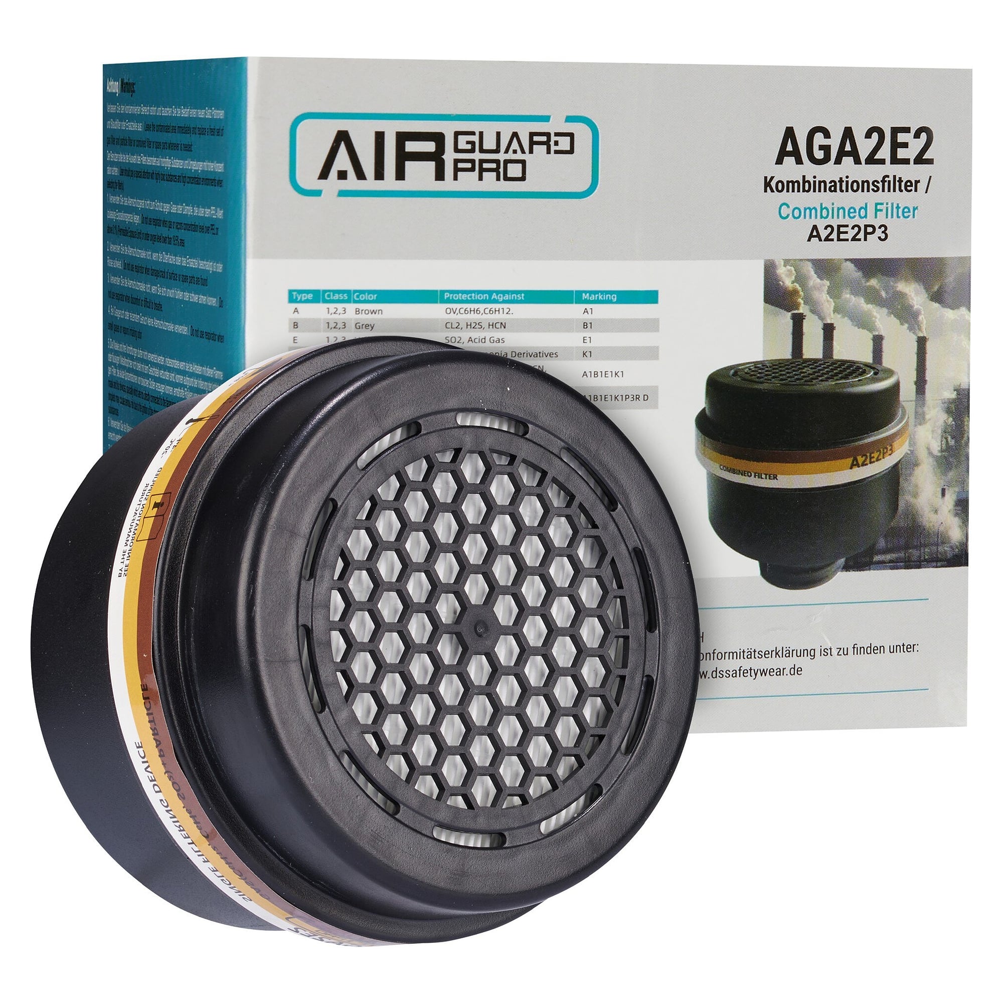 Combination filter A2E2P3 R D with RD40 thread for AirGuard Pro AG700 full-face mask - DS Safety Wear AGA2E2