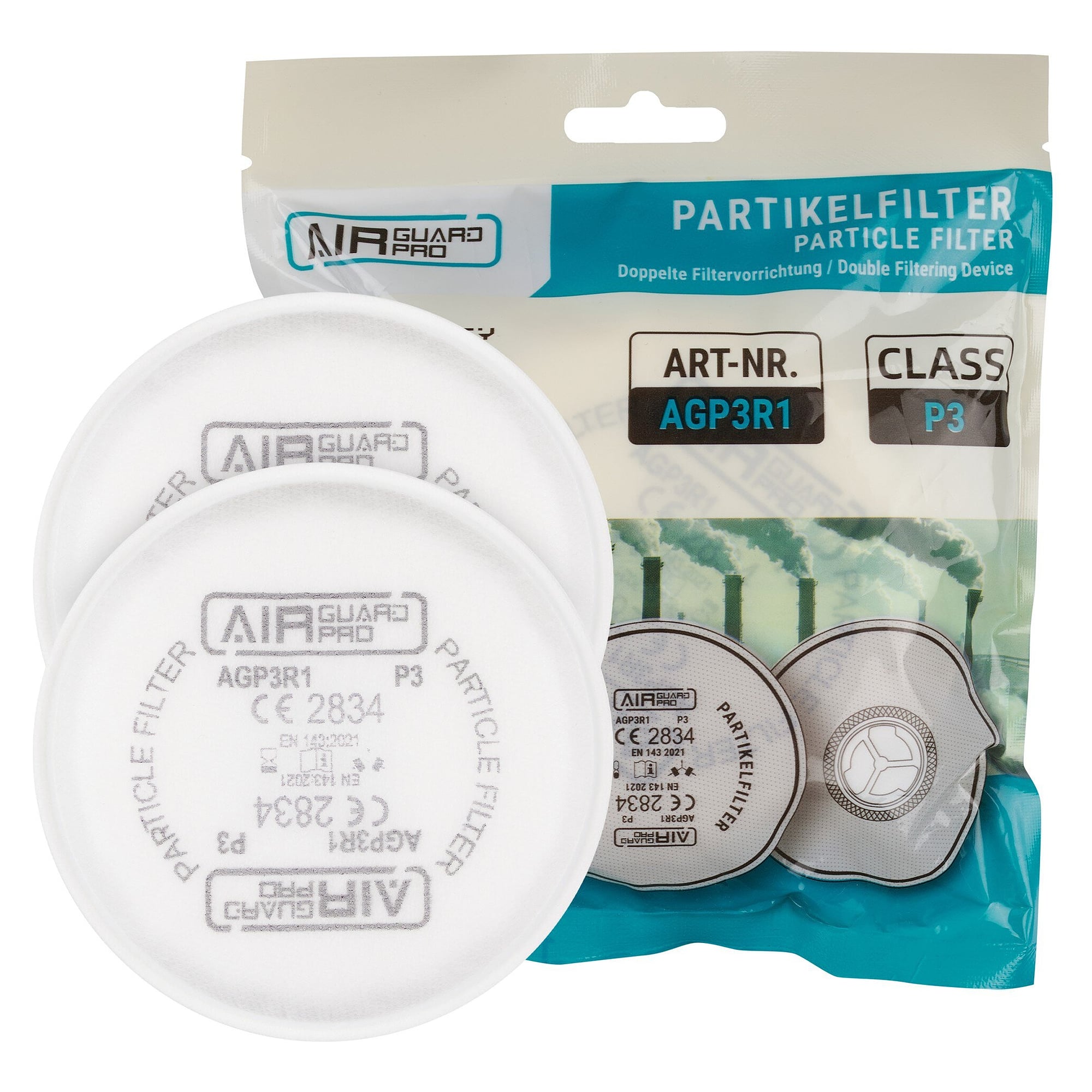 Particle filter P3 R with bayonet connection for AirGuard Pro AG360 and AG360W half masks, 1 pair - DS Safety Wear AGP3R1