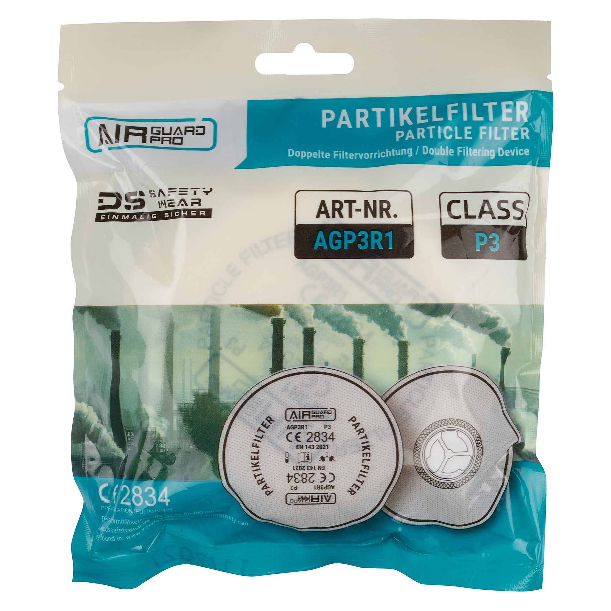 Particle filter P3 R with bayonet connection for AirGuard Pro AG360 and AG360W half masks, 1 pair - DS Safety Wear AGP3R1