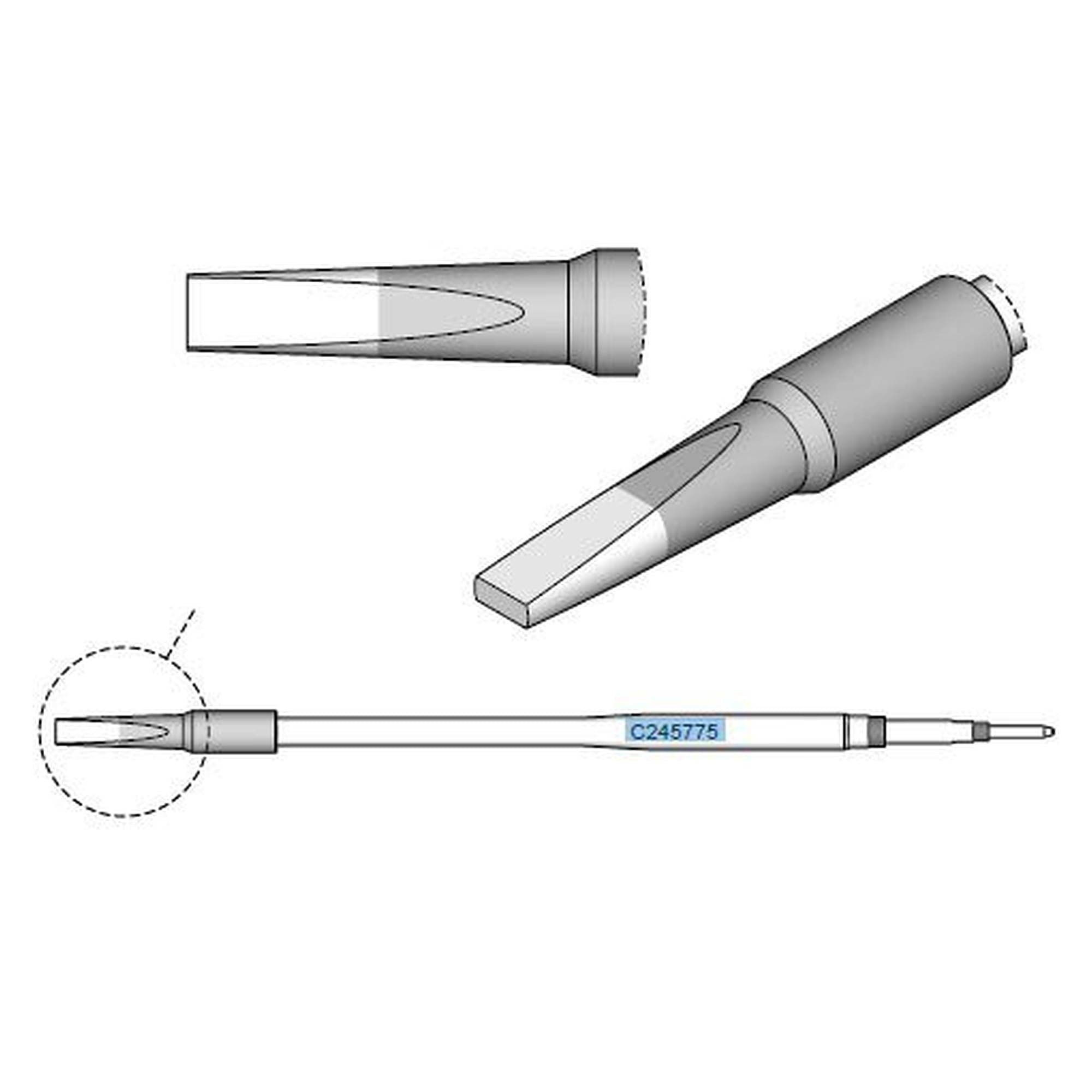 Panne à souder 3,2 x 1,2 mm, série C245, version L, pour fers T245 - JBC C245875