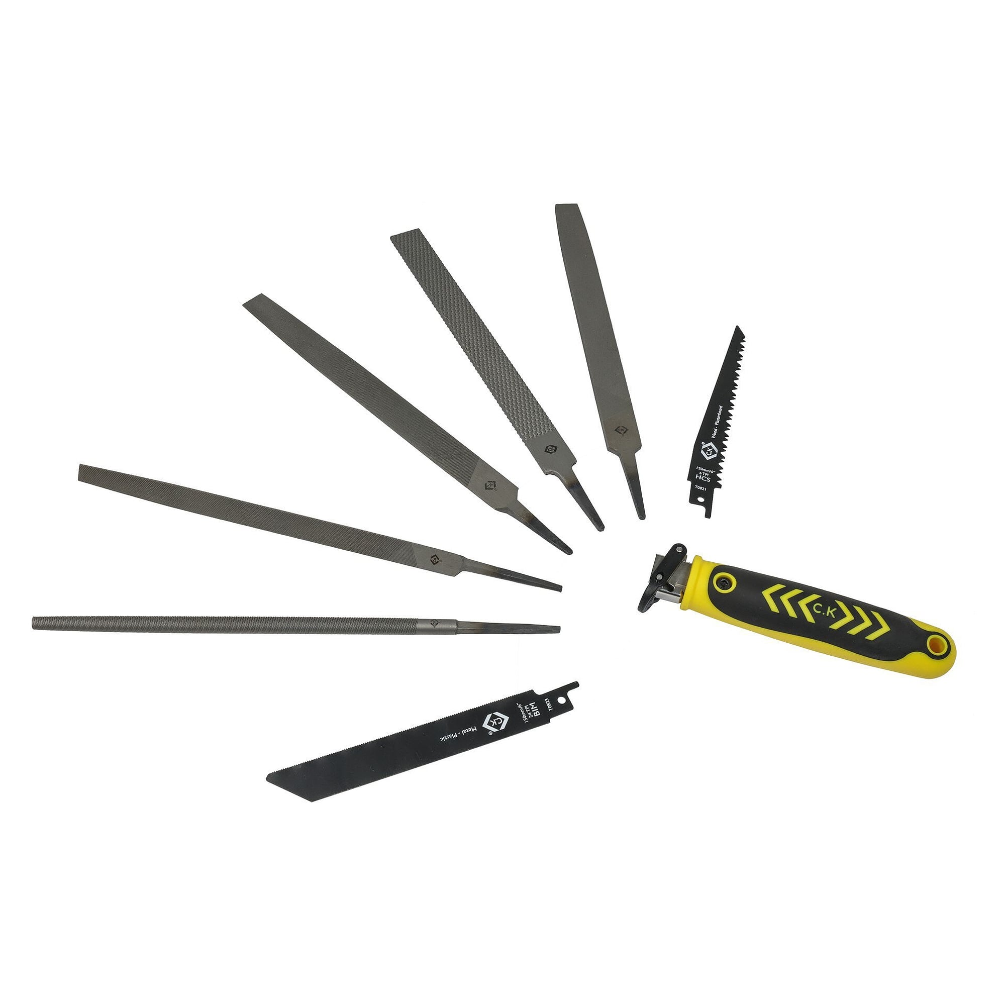 Jeu de scies et limes multifonction 10 pièces avec poignée à changement rapide et trousse - C.K T0820-2