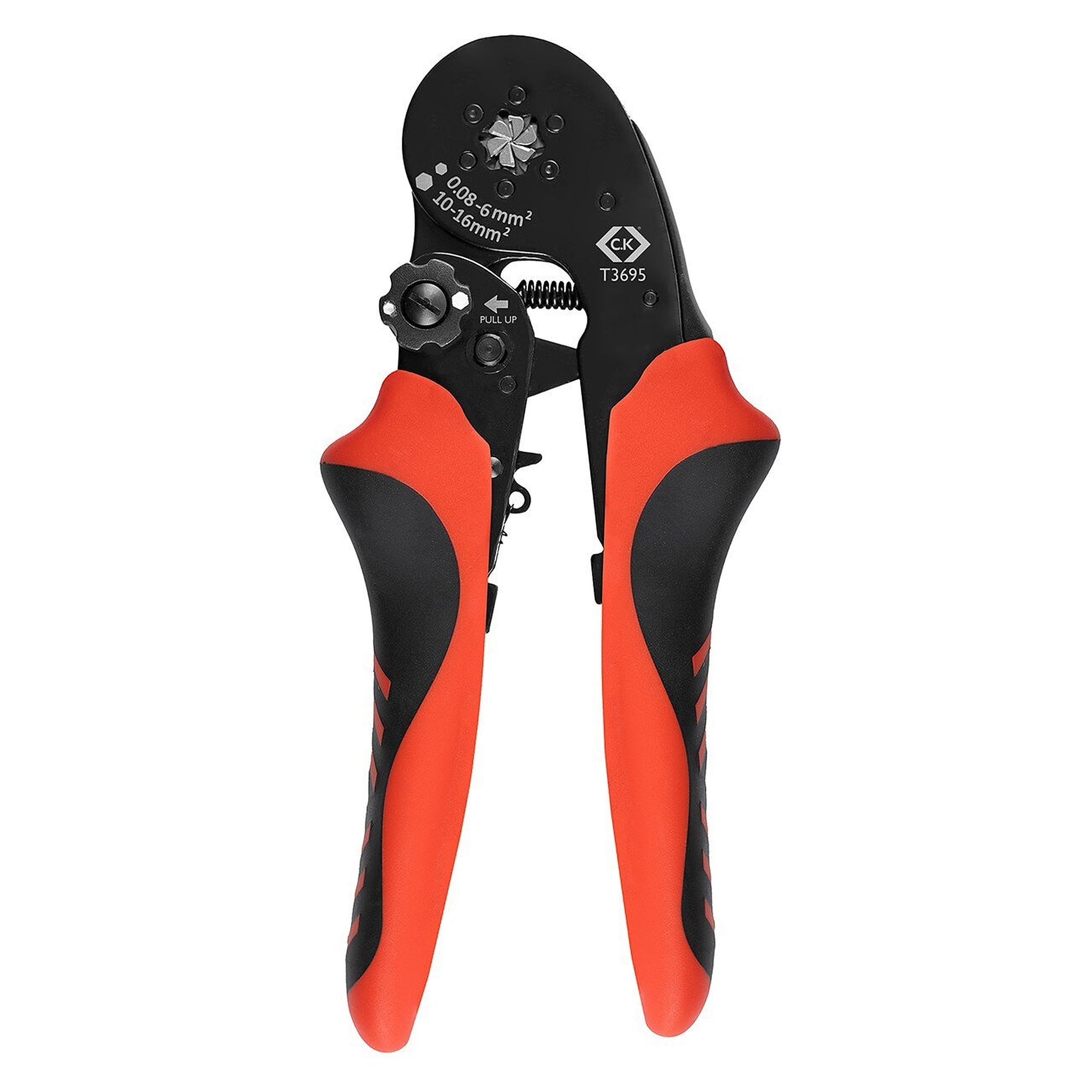 Self-adjusting crimping pliers for ferrules 0.08 - 16 mm² with ratchet lock and hexagonal crimp - C.K T3695