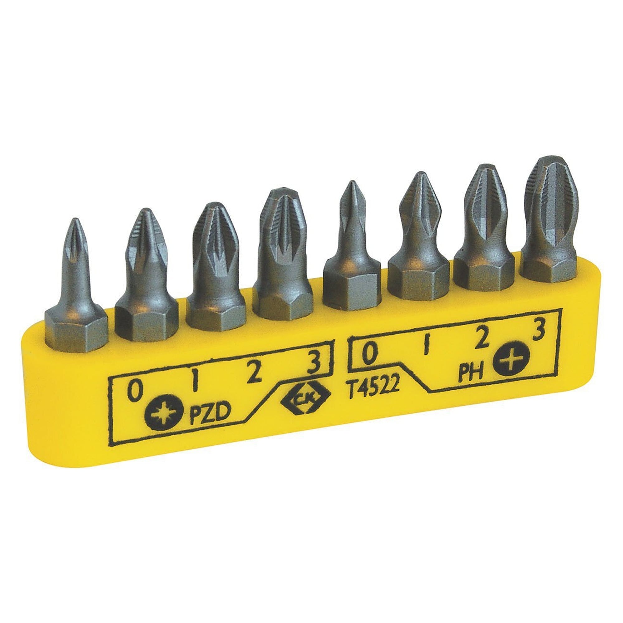 Bitsatz PH und PZ 8-teilig, S2-Stahl, PZ 0, 1, 2, 3 und PH 0, 1, 2, 3 - C.K T4522