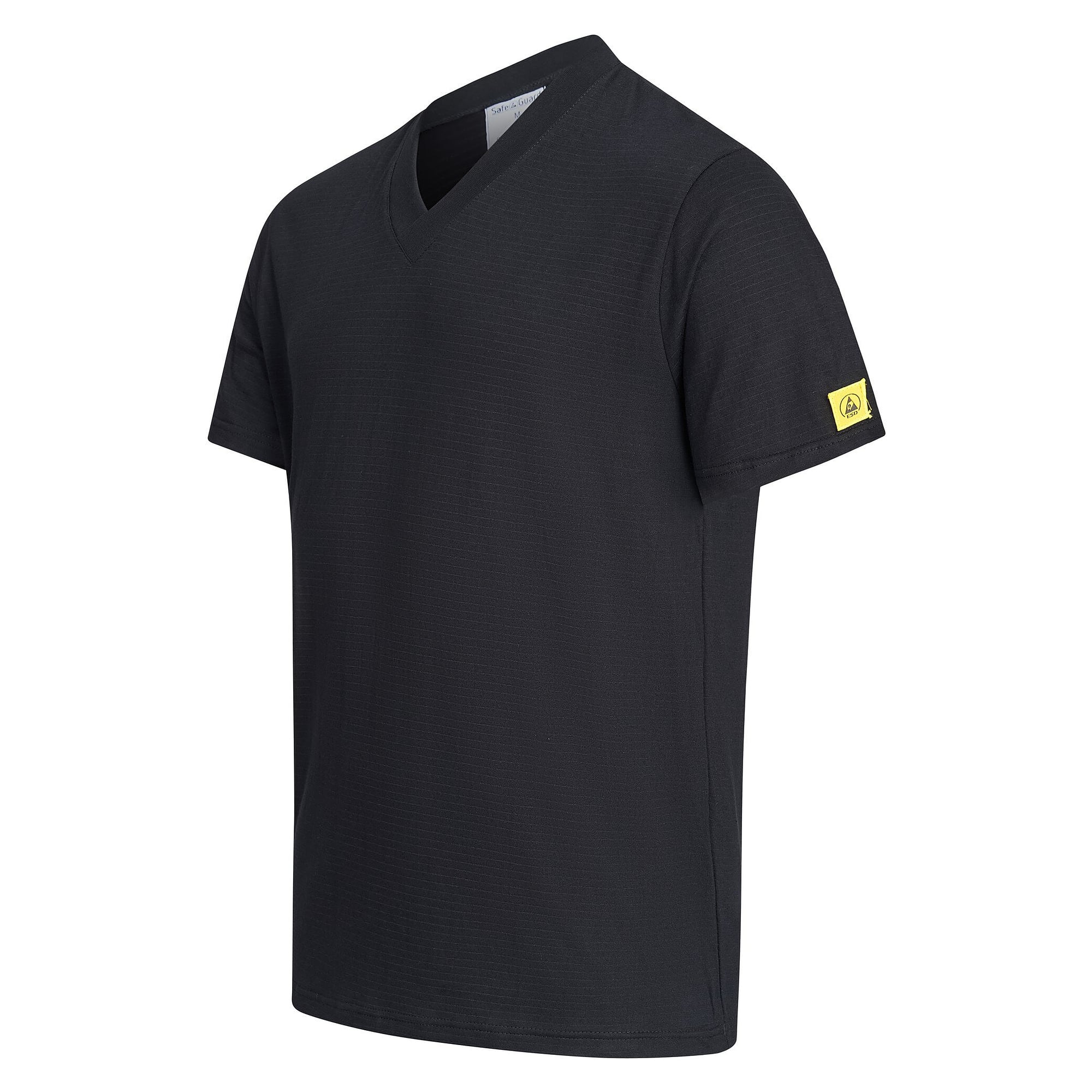 T-shirt ESD col V et col noir, 150 g/m², noir, taille 6XL - Safeguard TGO-TS15-BK6XL-STANDARD