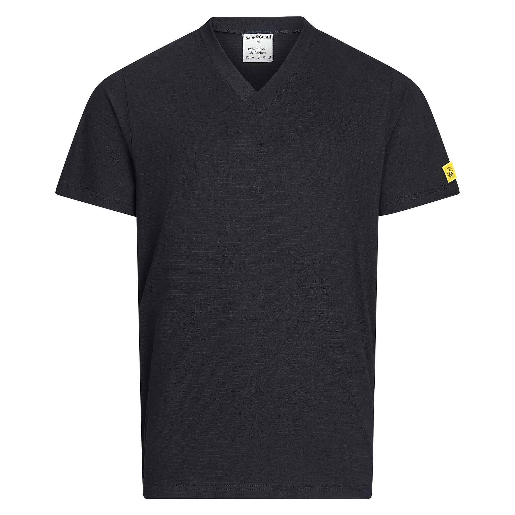 T-shirt ESD col V et col noir, 150 g/m², noir, taille 7XL - Safeguard TGO-TS15-BK7XL-STANDARD