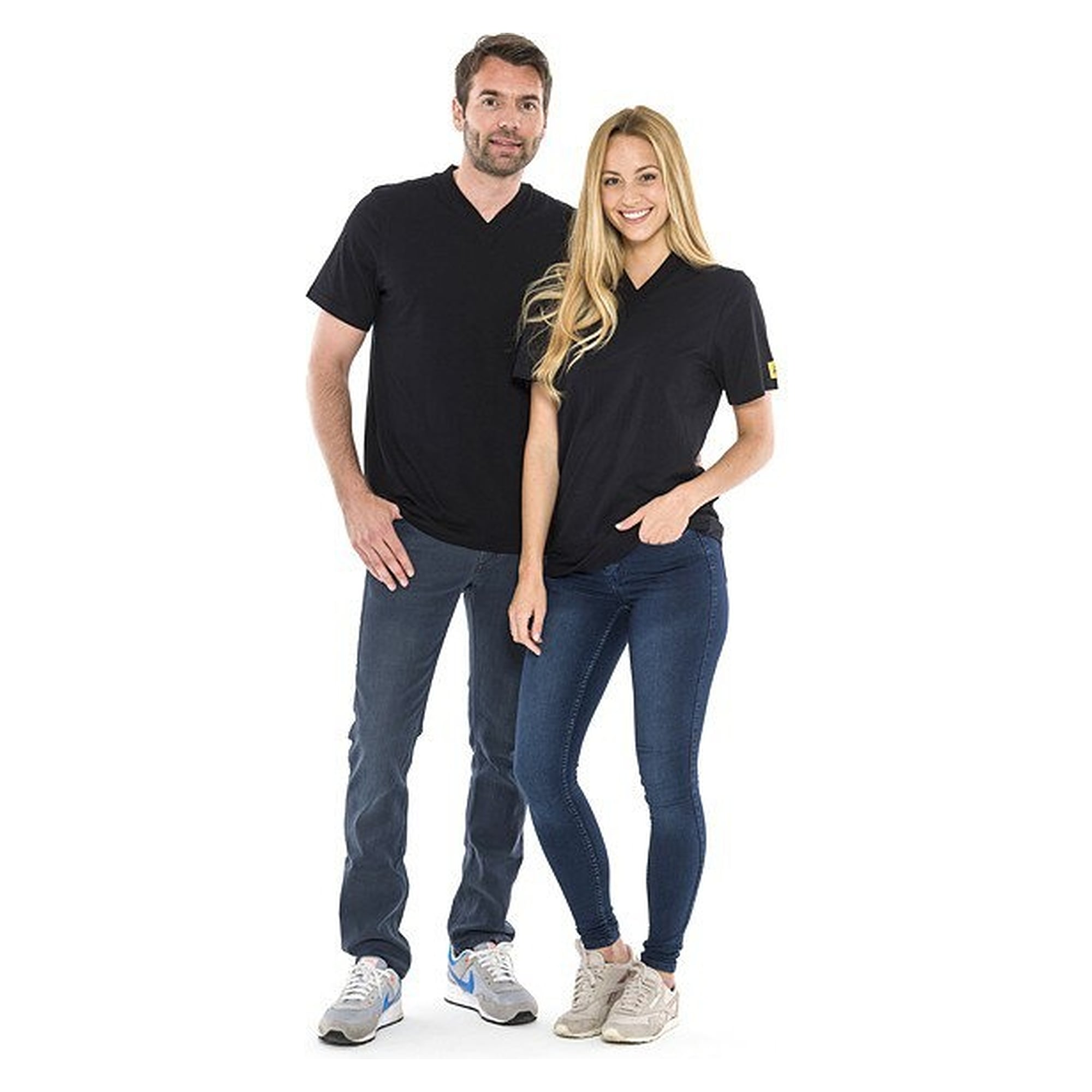 T-shirt ESD col V et col noir, 150 g/m², noir, taille 7XL - Safeguard TGO-TS15-BK7XL-STANDARD