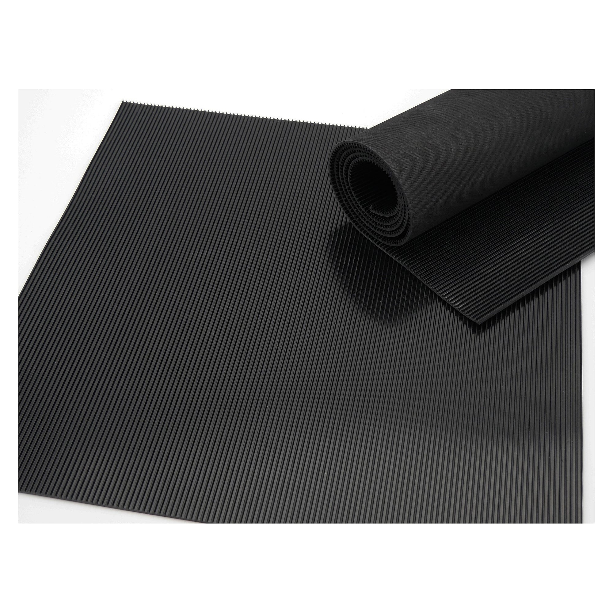 ESD shelf covering with grooved profile, black, 450 mm x 10 m, 3 mm thick - Safeguard ESD-REGALBELAG-TIEFE 450MM
