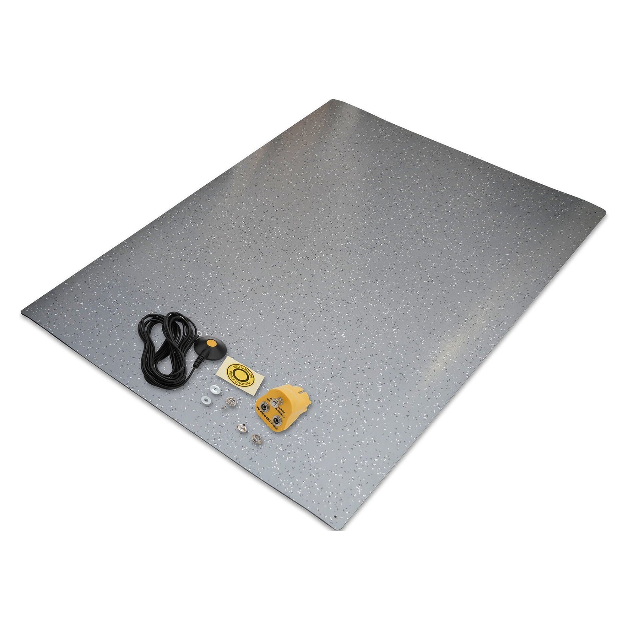 ESD floor mat set with snap and ground cord, grey, 1.5 x 1.2 m - Safeguard Bodenmattenset 1,5 x 1,2 m