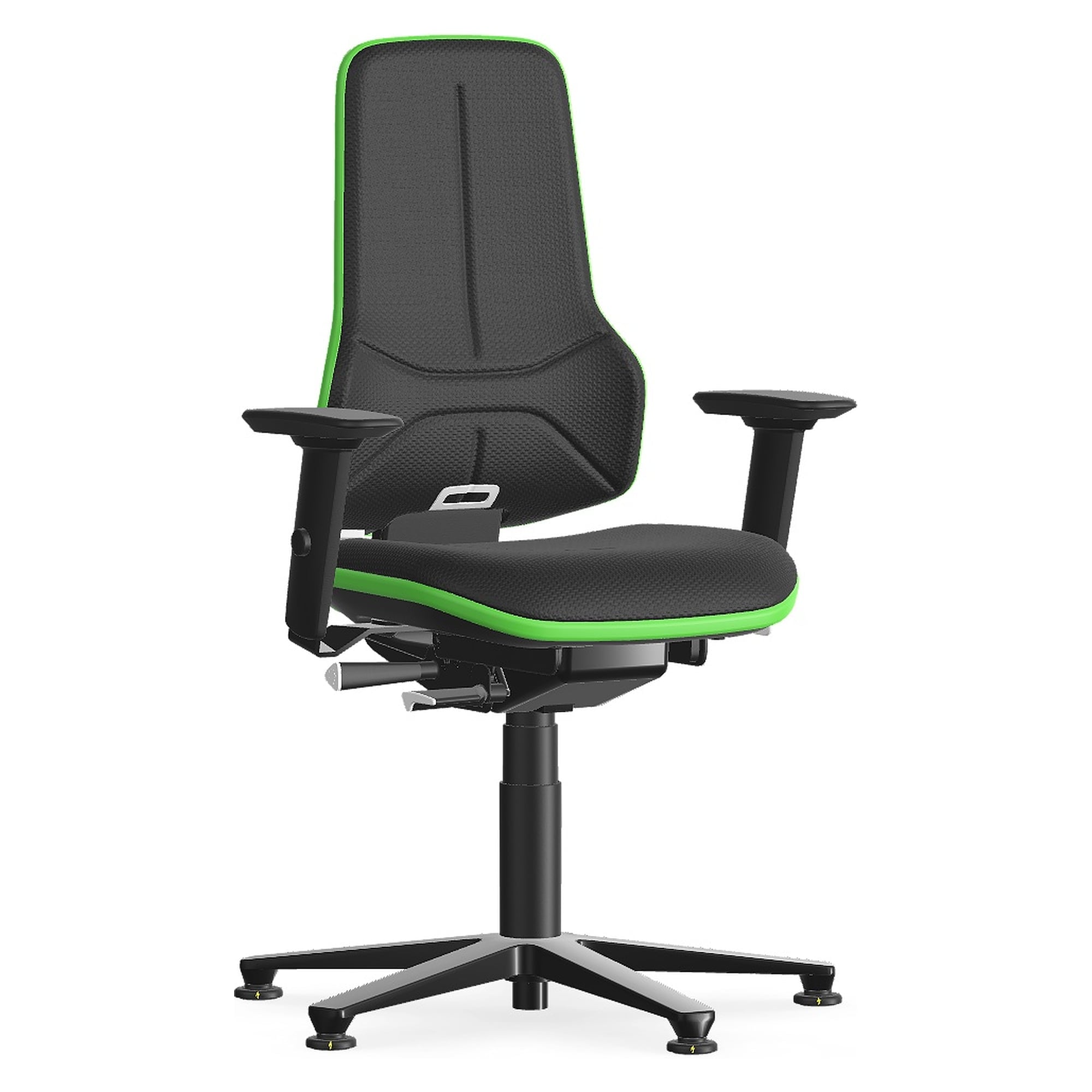 Siège de travail ESD charge lourde Neon XXL jusqu'à 180 kg, Skintec noir, Flexband vert - Bimos 9575E-4000-3280