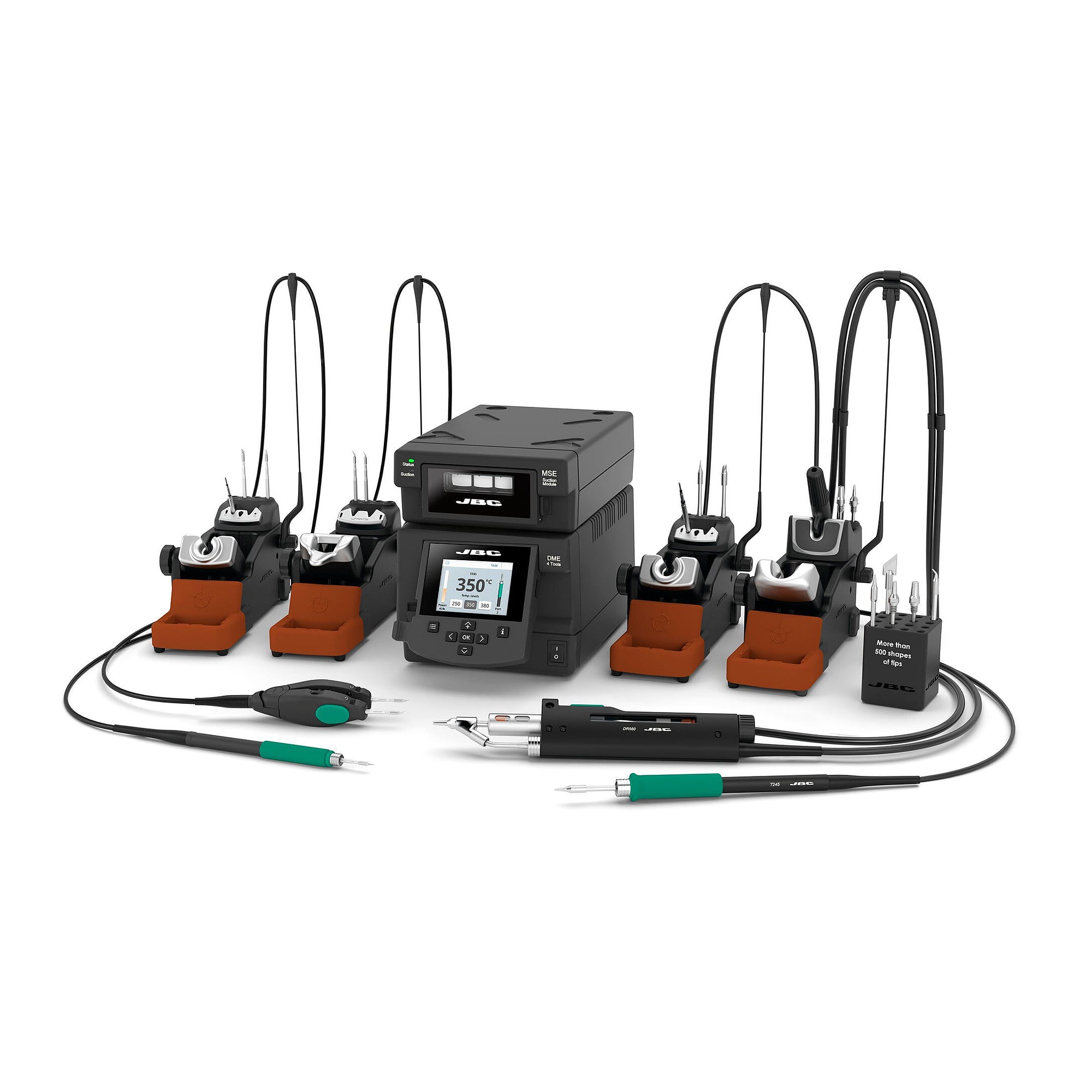 ESD rework station for 4 tools with T210, T245, AM120, DR560 and MSE module - JBC DMPSE-2QD