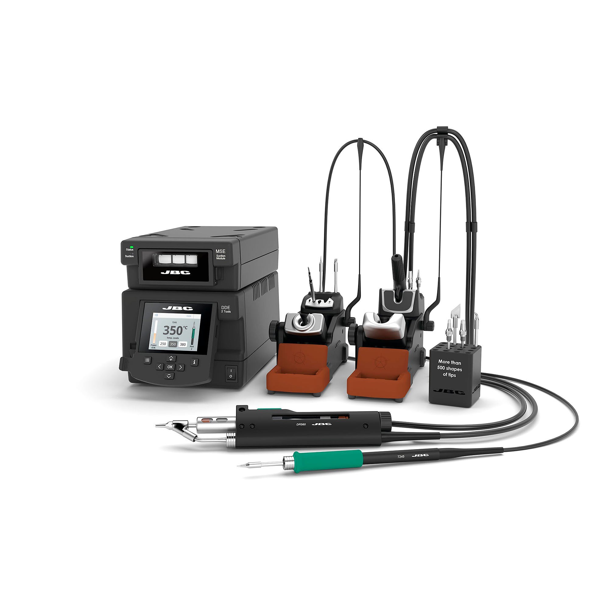 ESD rework station with DDE 2 channel control unit, T245, DR560 and MSE module - JBC DDSE-2QF