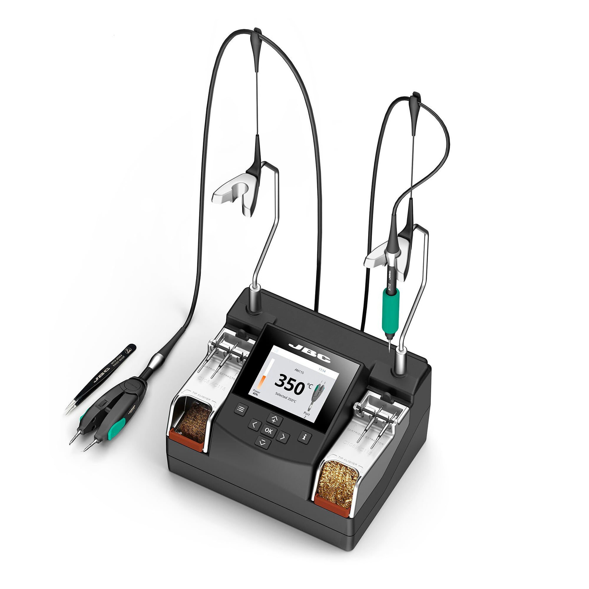 Nano soldering and desoldering station 14 W per tool with NT115 handle and AN115 tweezers - JBC NASE-2D